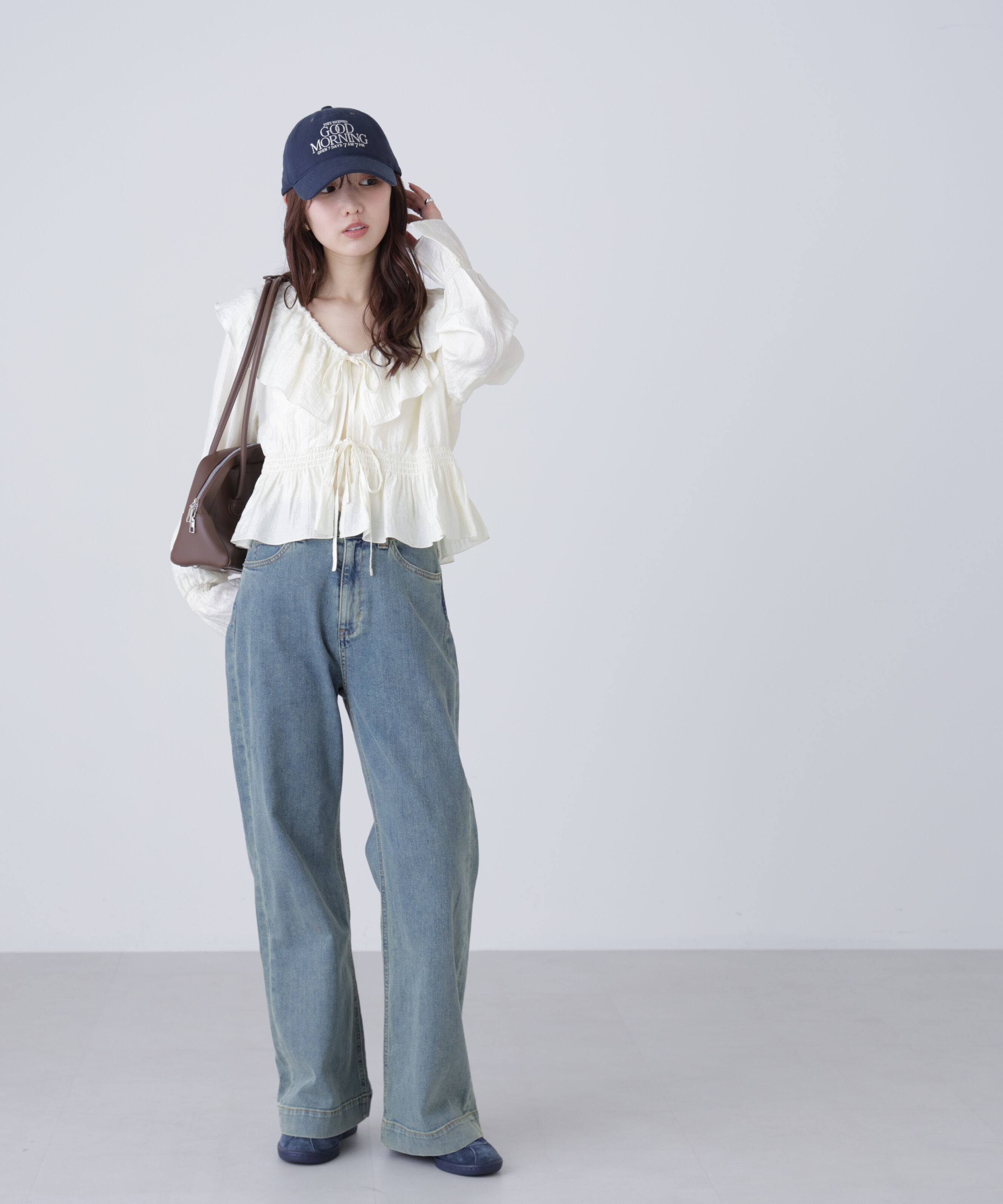  「衿フリルペプラム前開きブラウス」|シャツ・ブラウス|