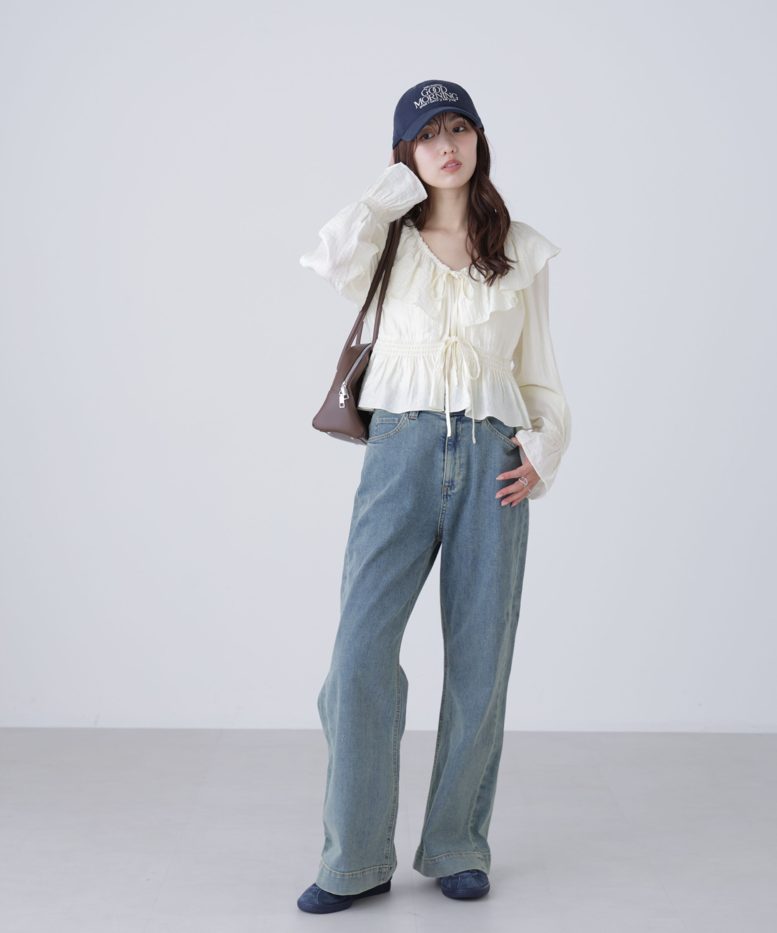  「衿フリルペプラム前開きブラウス」|シャツ・ブラウス|