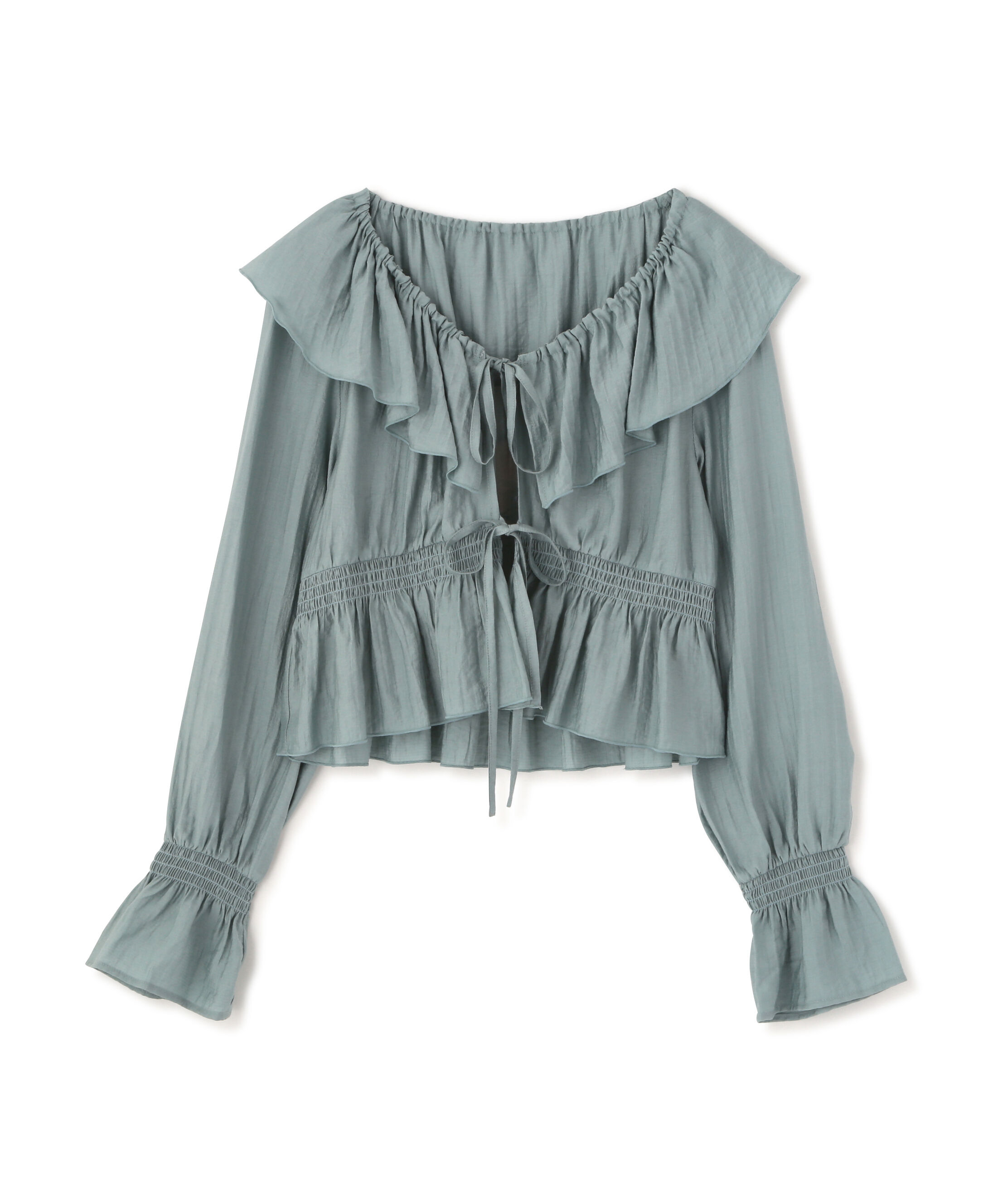  「衿フリルペプラム前開きブラウス」|シャツ・ブラウス|