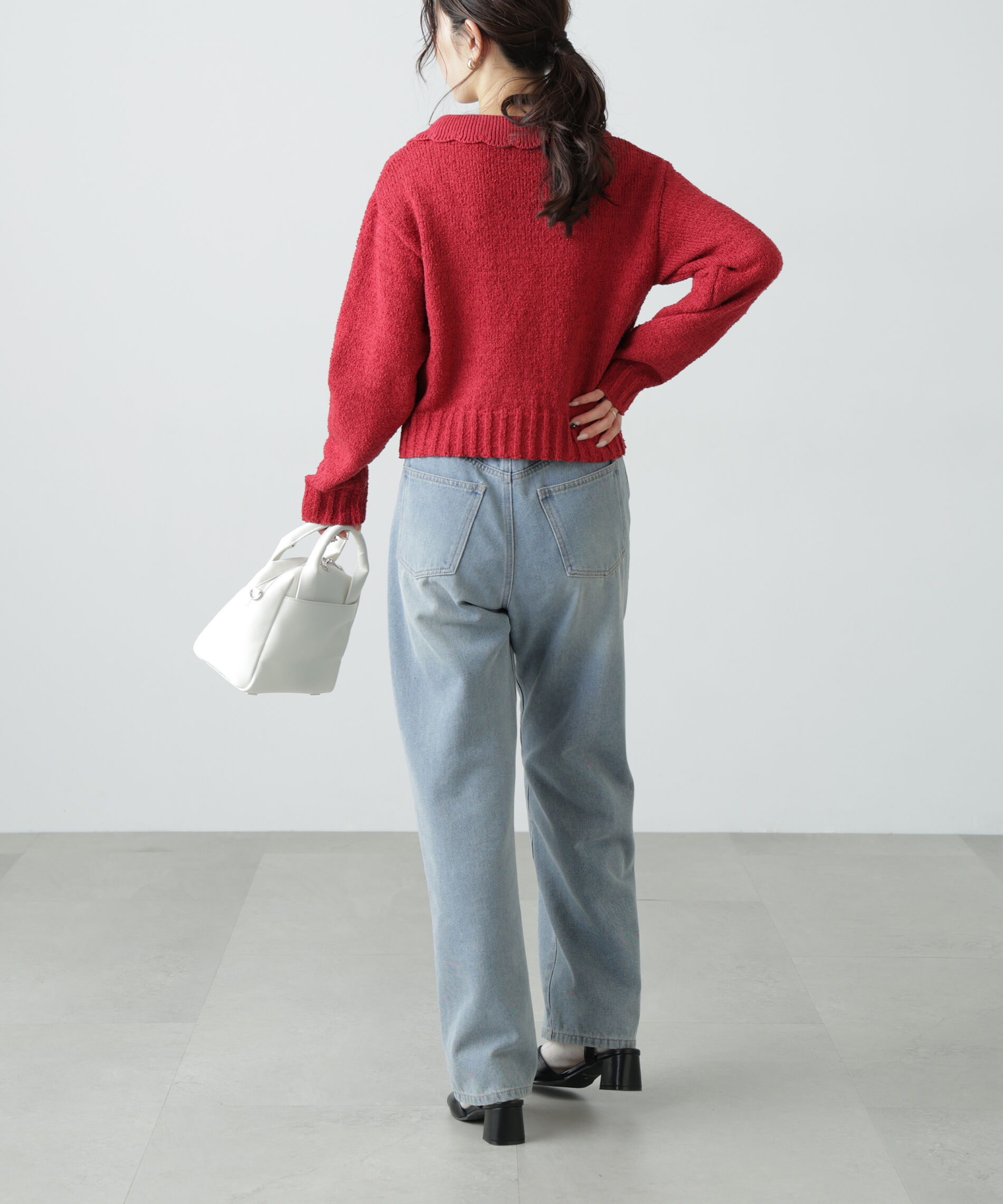  「ミニブークレツイードライクニットカーディガン」|ニット・セーター|