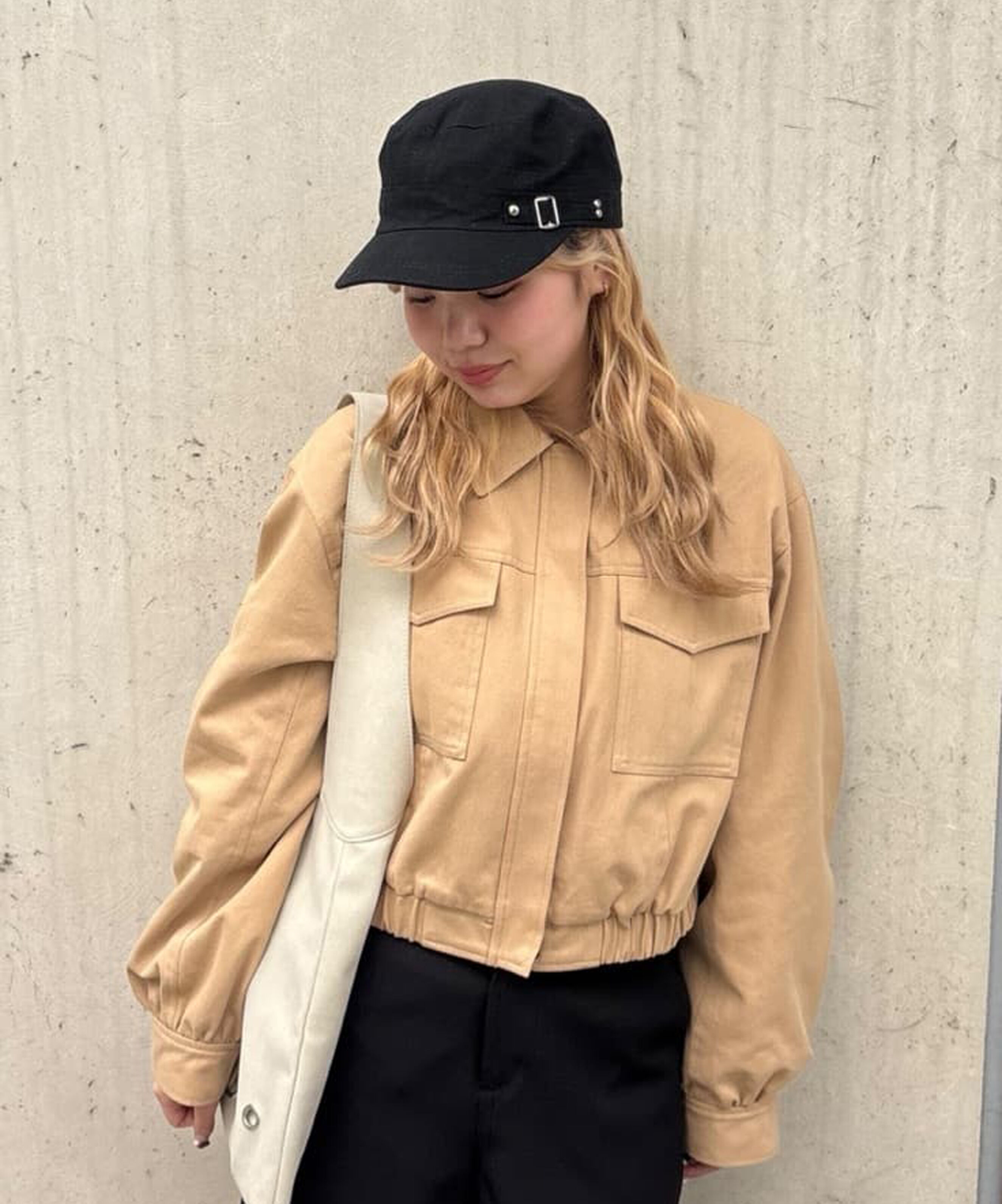  「〈セットアップ対応〉ショート丈ブルゾン」|ブルゾン・スタジャン|ベージュ