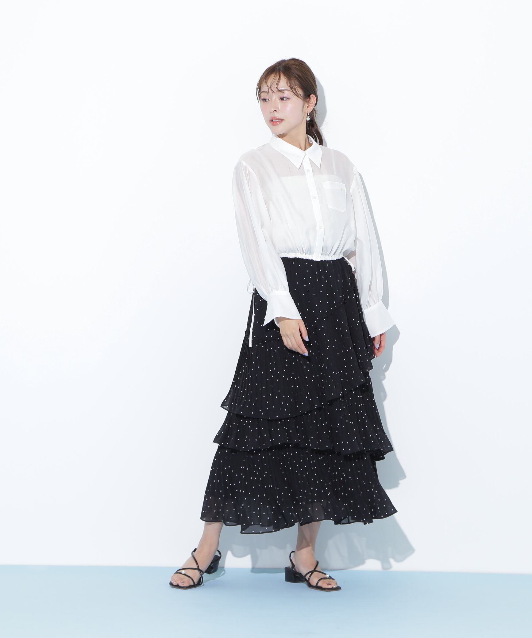  「アシメプリーツティアードスカート」|スカート|