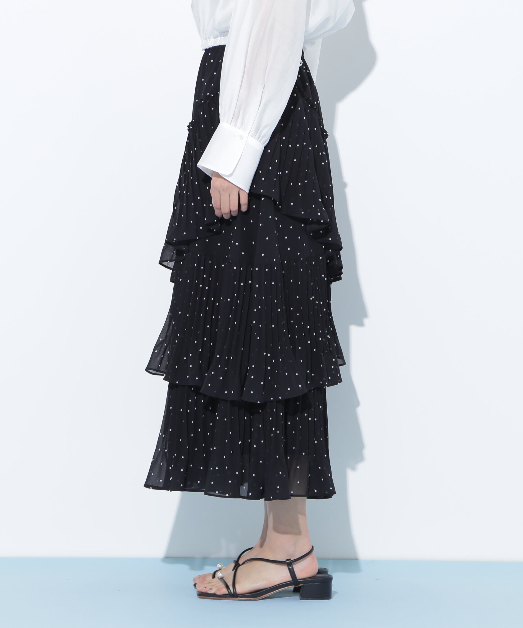  「アシメプリーツティアードスカート」|スカート|