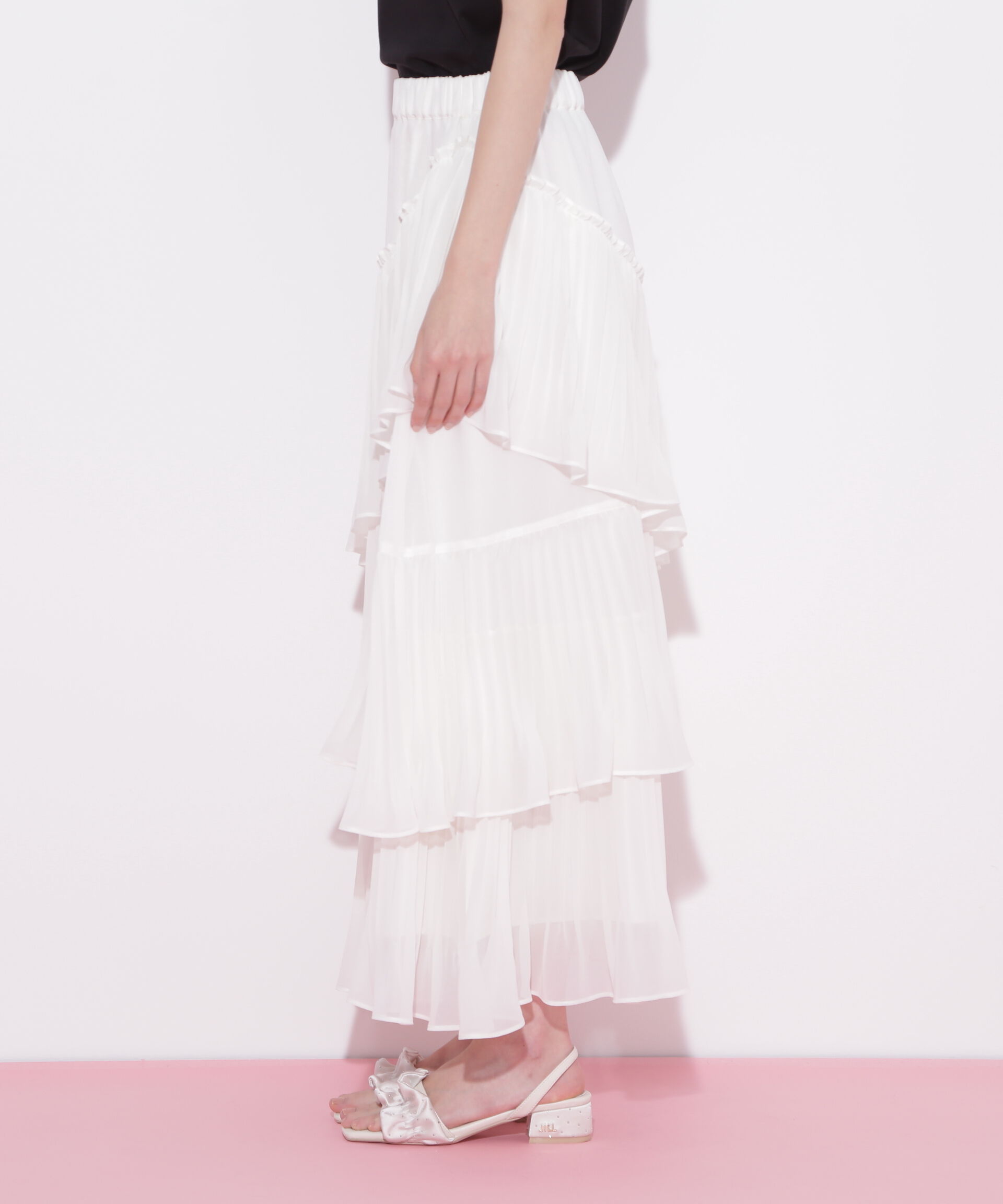  「アシメプリーツティアードスカート」|スカート|