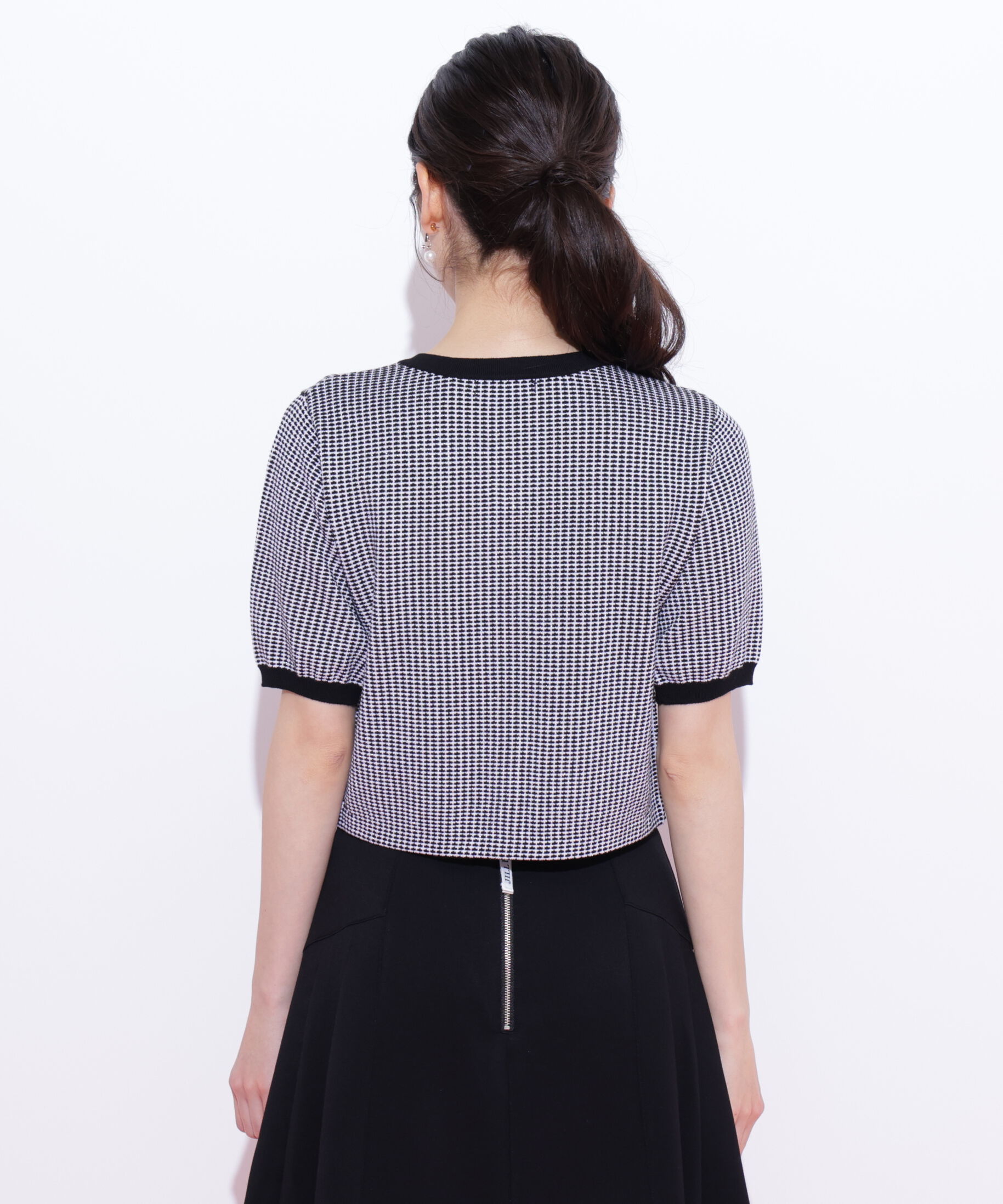  「ラメツイード半袖カーディガン」|ニット・セーター|