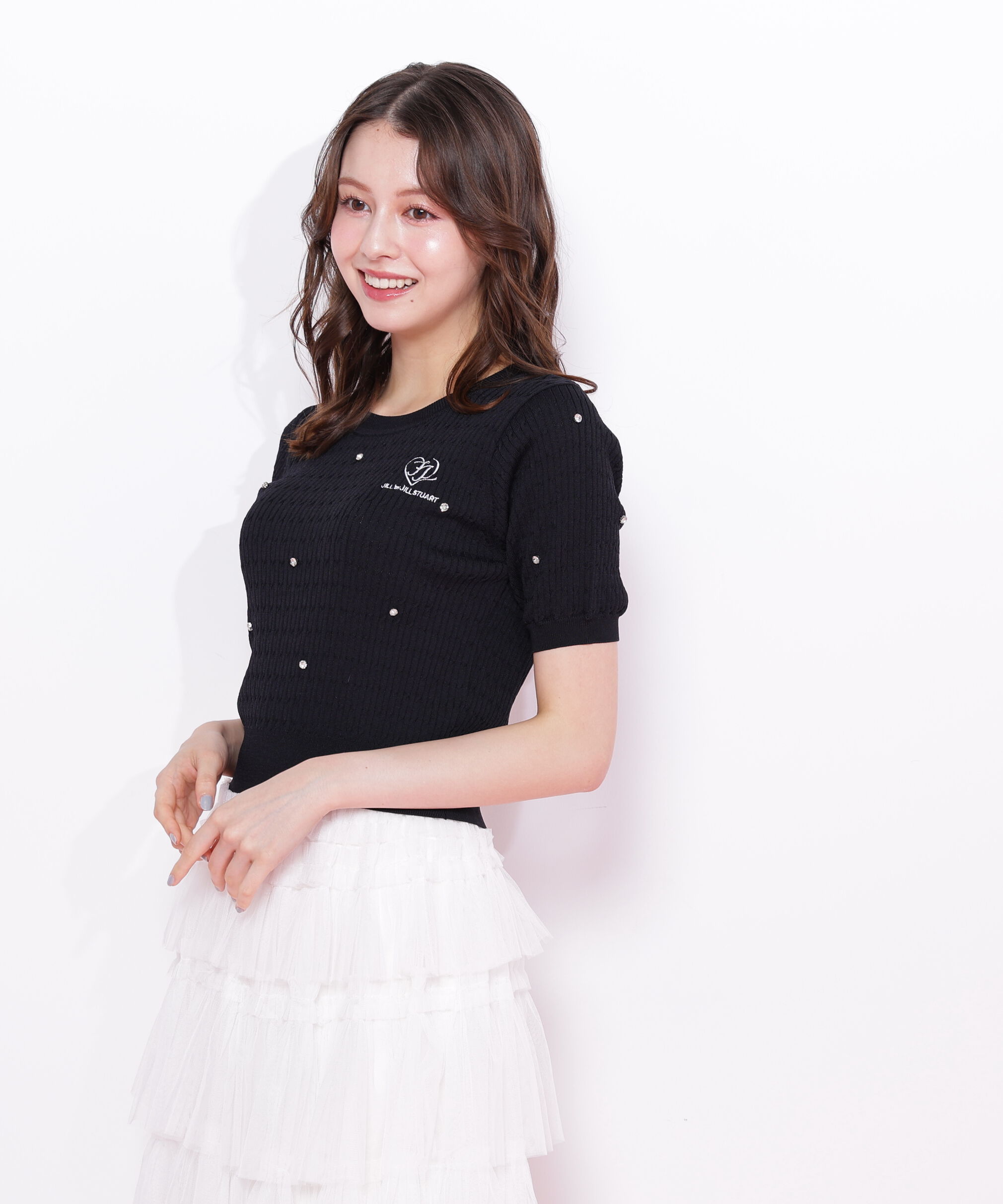  「ミニケーブルハート刺繍ニット」|ニット・セーター|