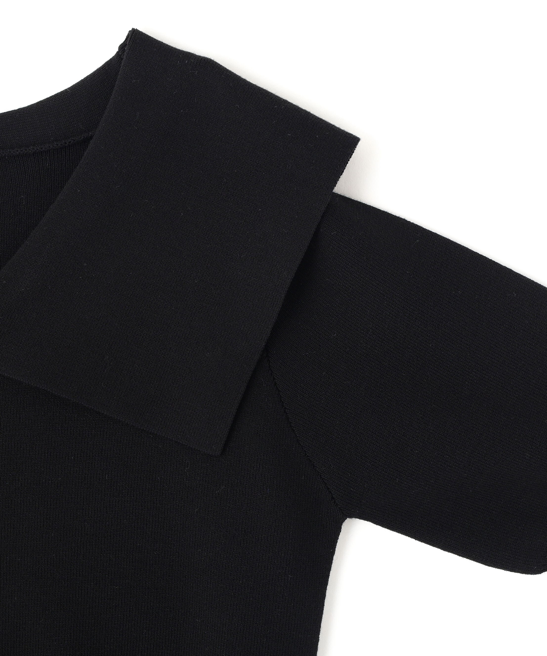  「半袖ビッグカラーデザイン釦ニット」|ニット・セーター|