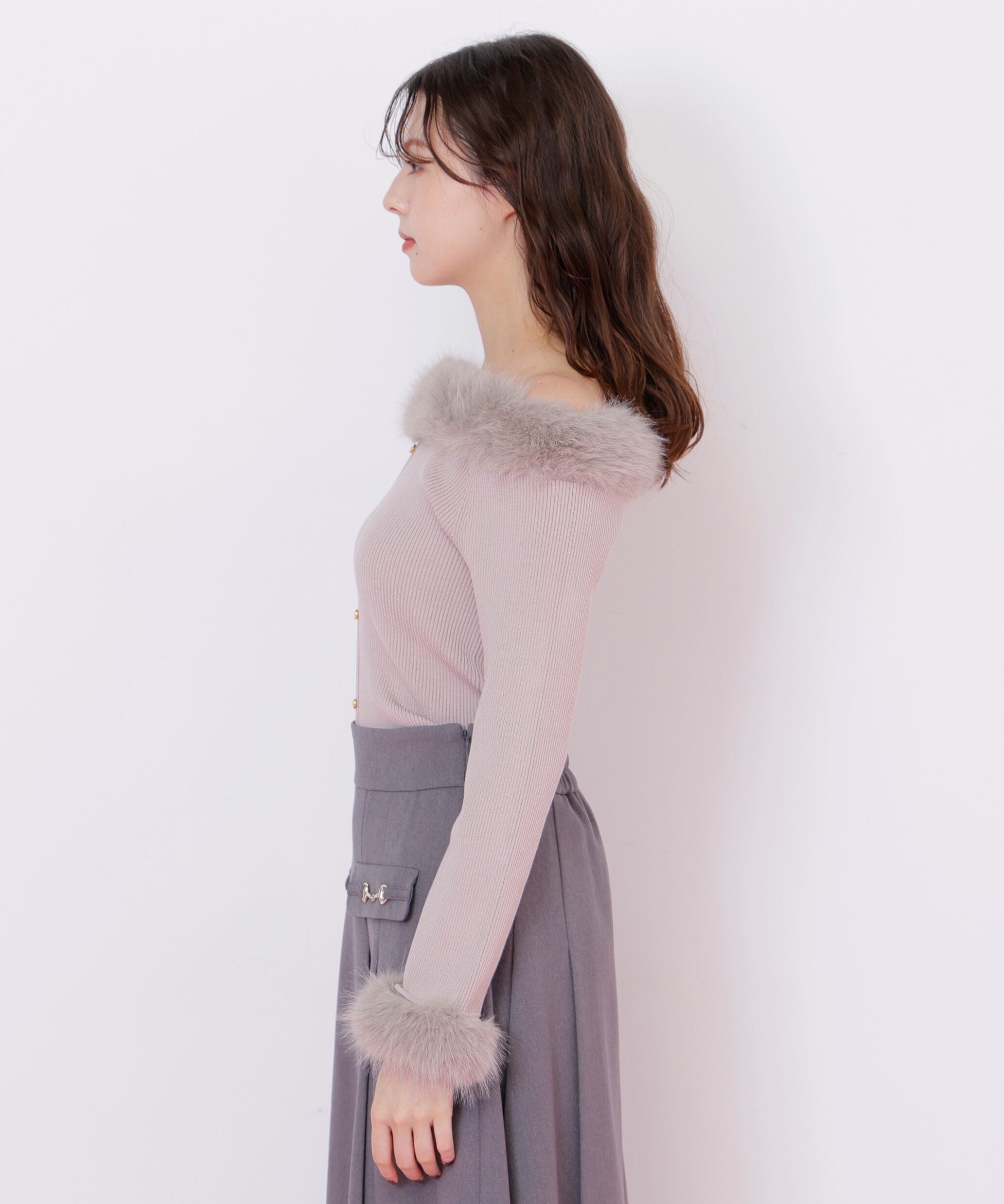  「フェイクファートリムニット」|ニット・セーター|