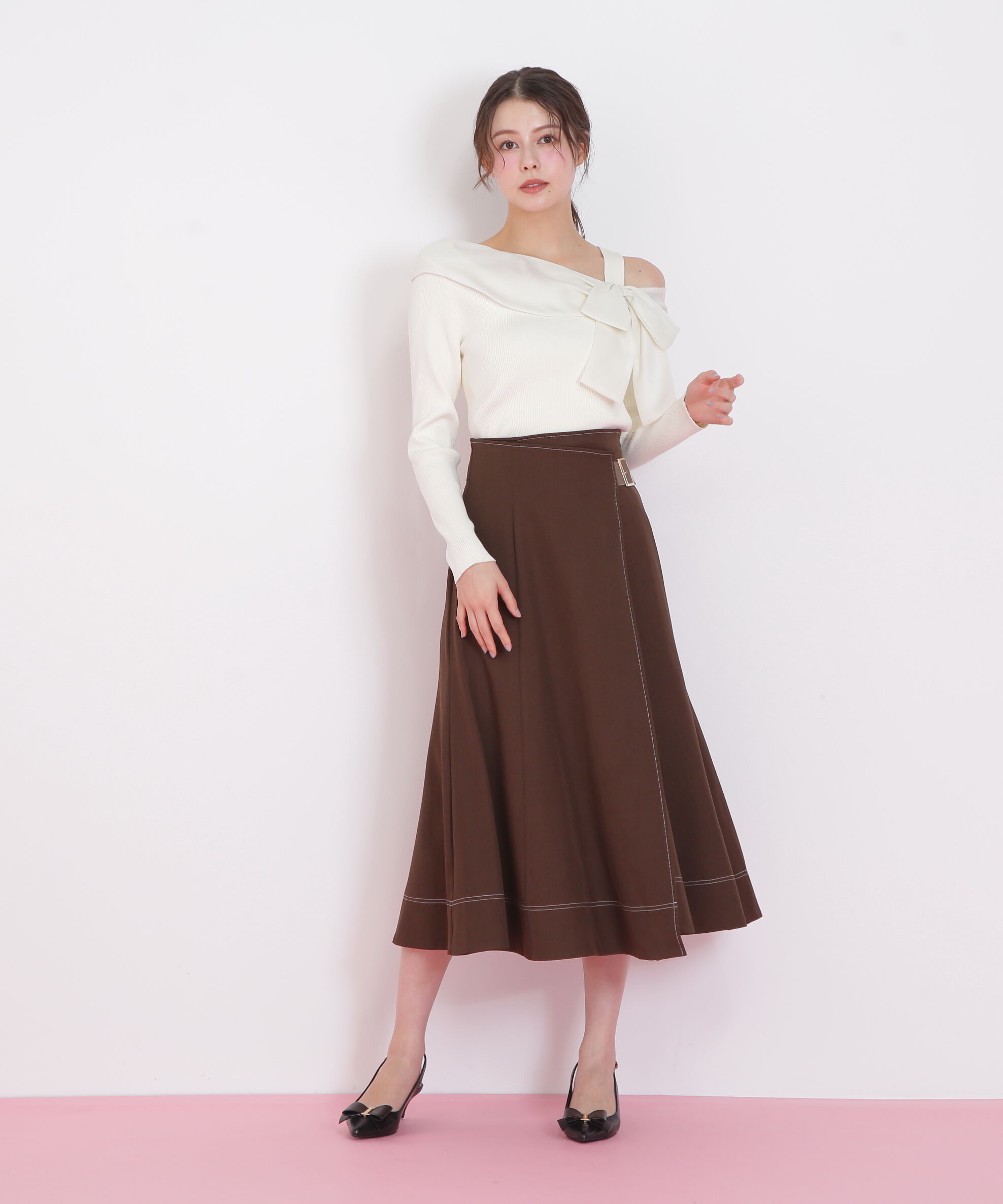  「ラップフレアステッチスカート」|スカート|