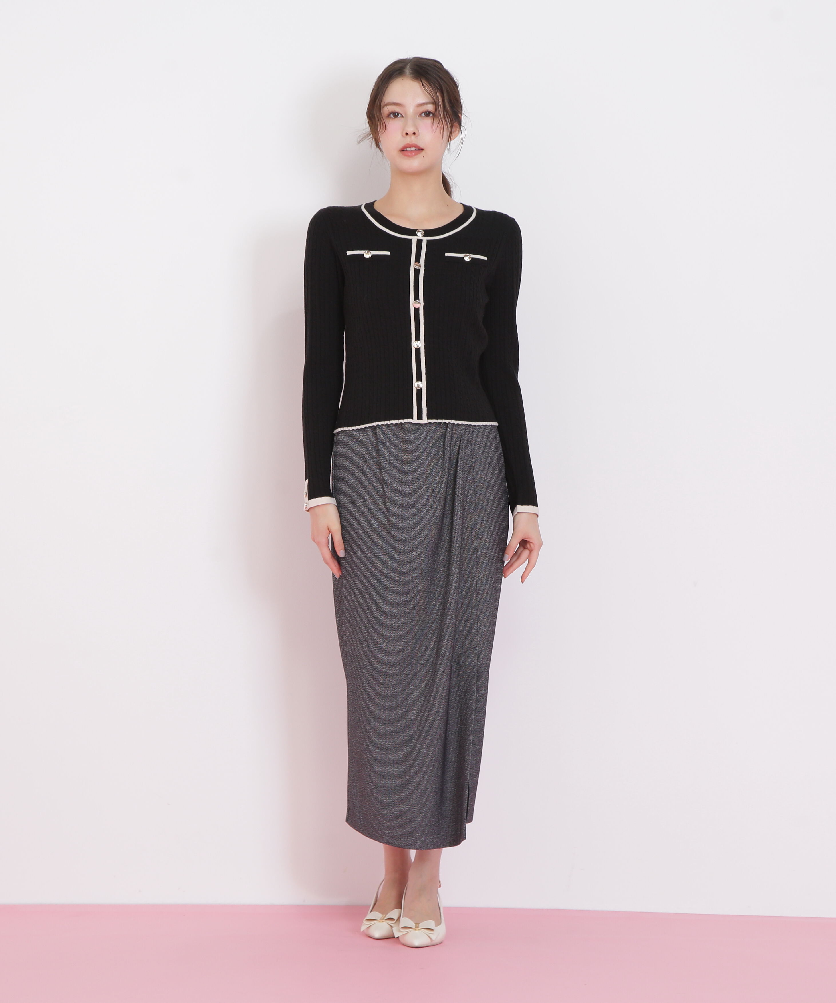  「バイカラーケーブルニット」|ニット・セーター|