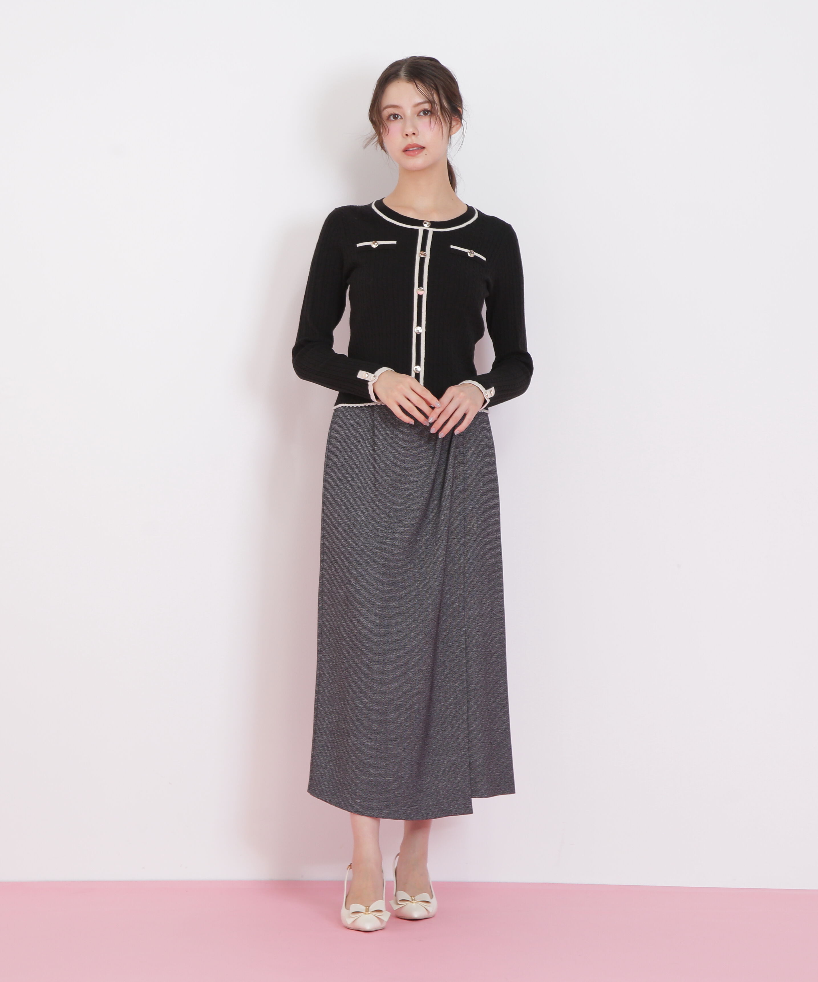  「バイカラーケーブルニット」|ニット・セーター|