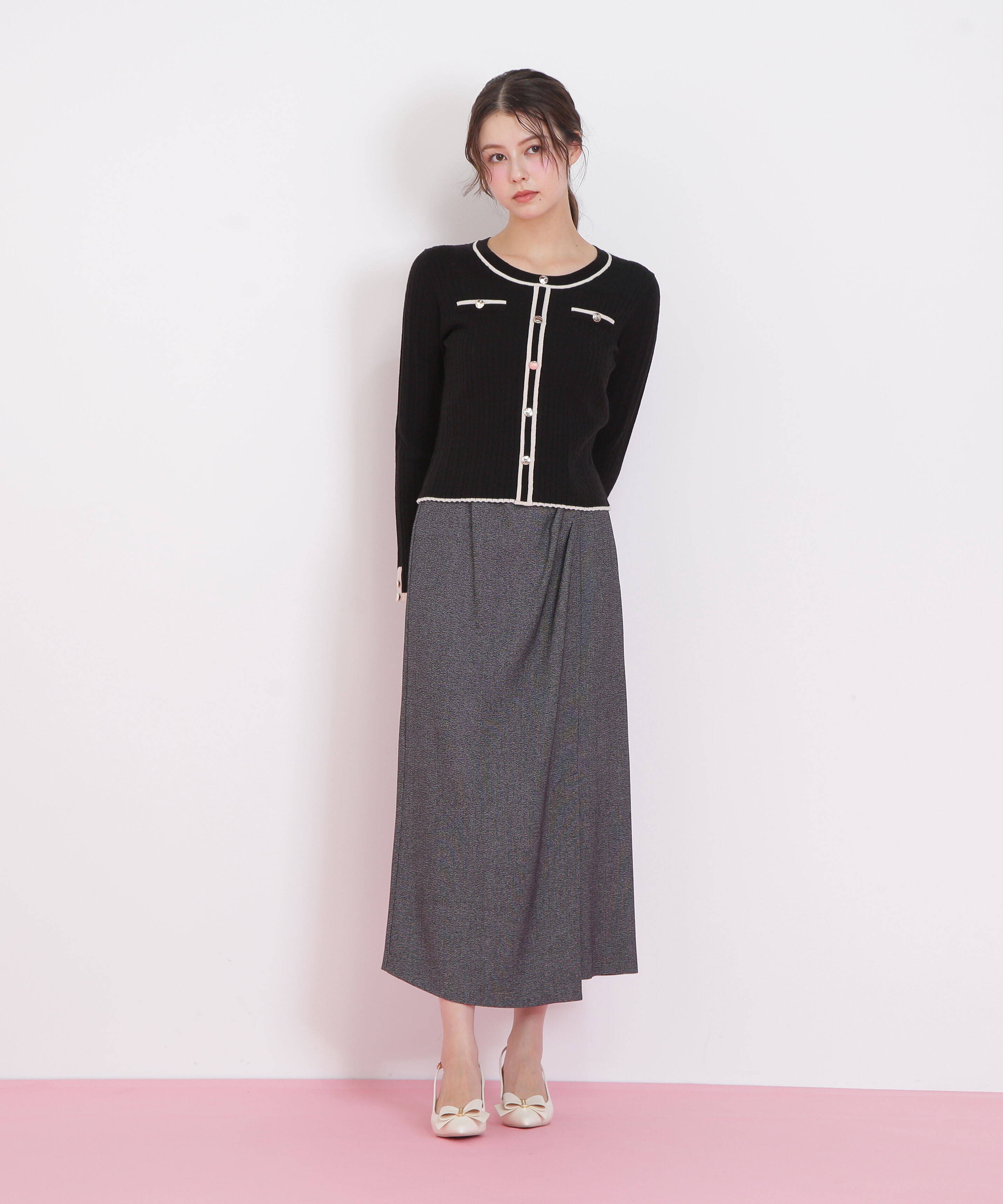  「バイカラーケーブルニット」|ニット・セーター|