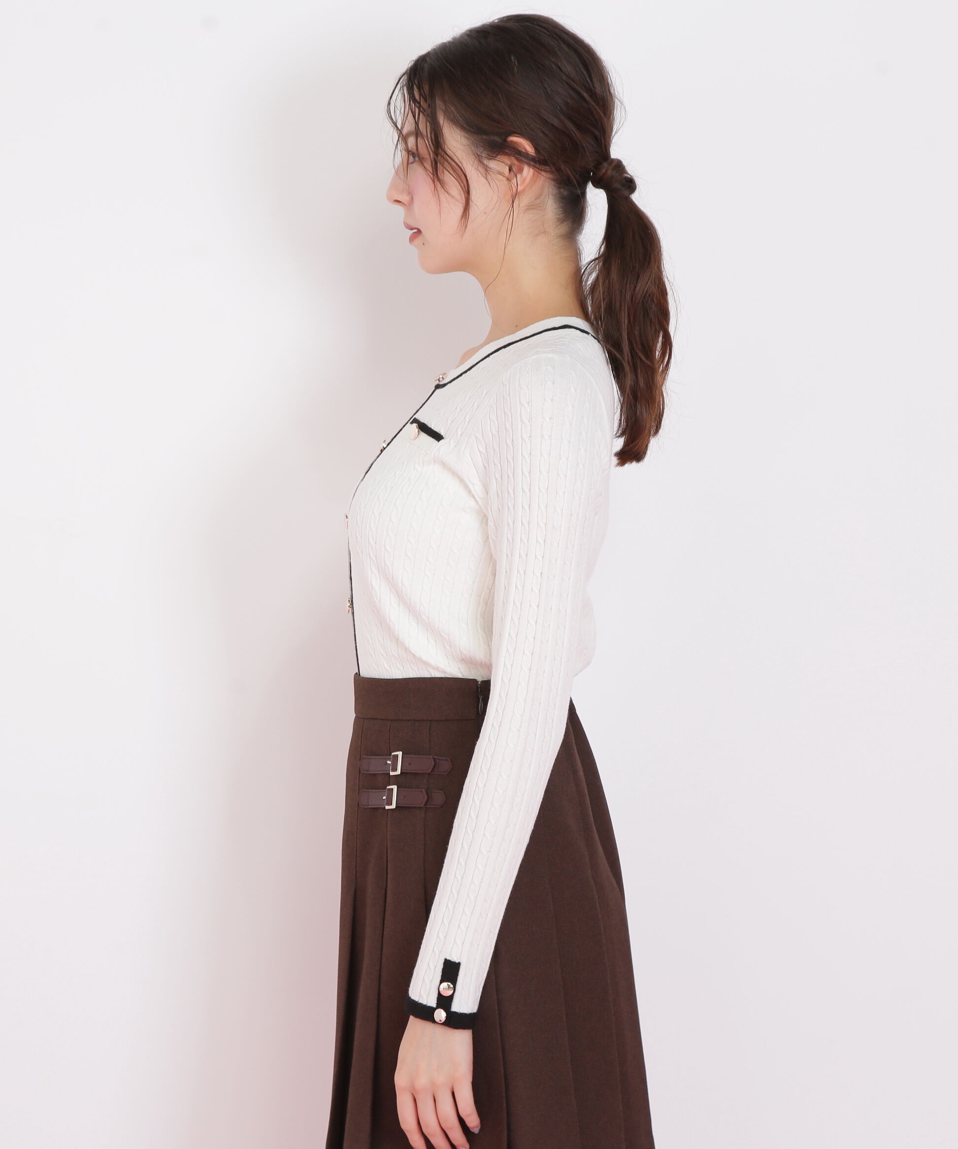  「バイカラーケーブルニット」|ニット・セーター|