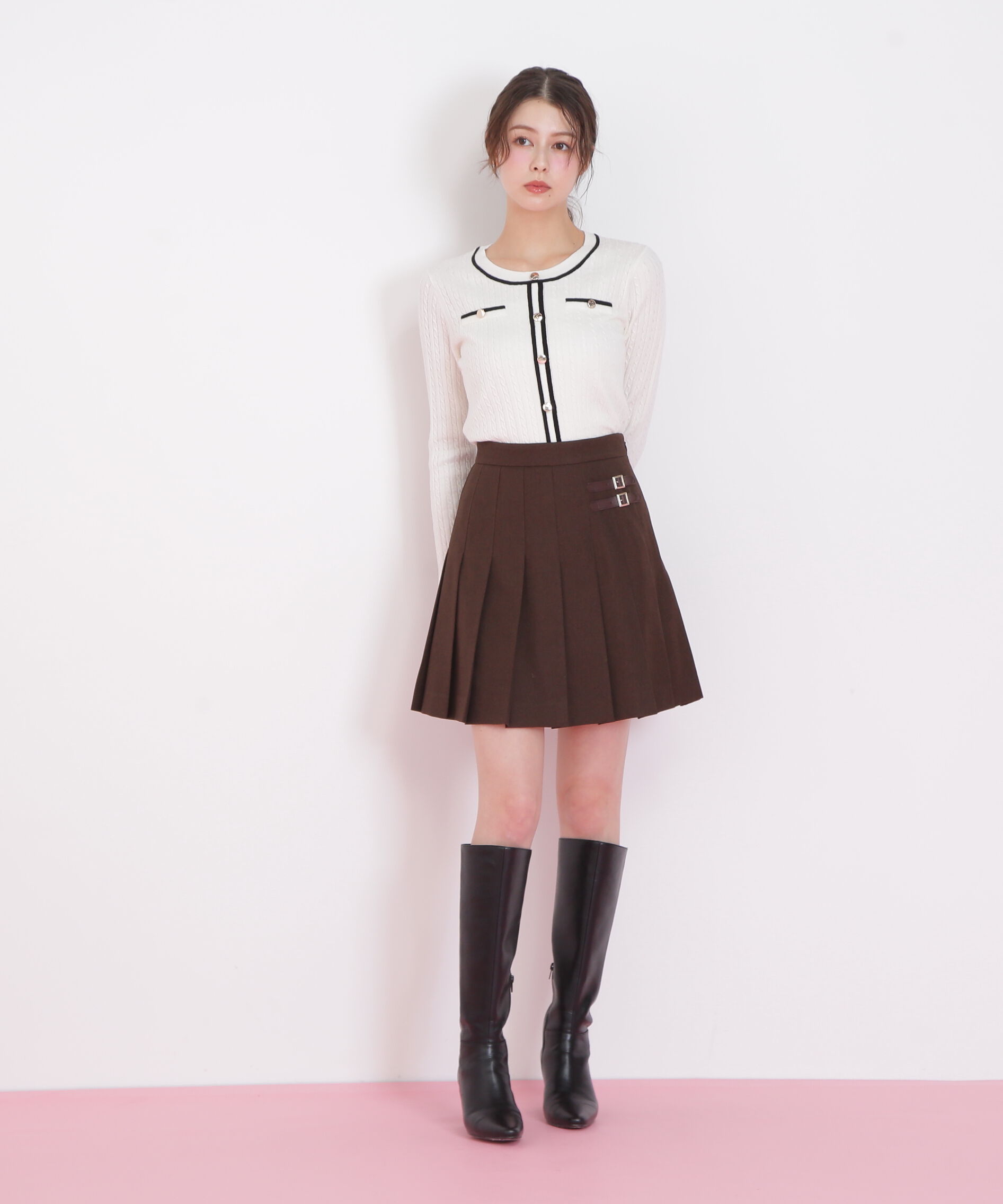  「バイカラーケーブルニット」|ニット・セーター|