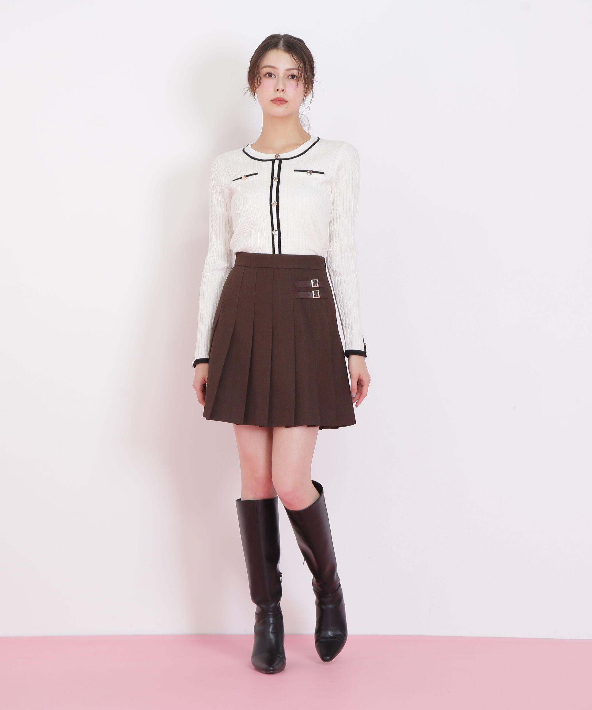  「バイカラーケーブルニット」|ニット・セーター|