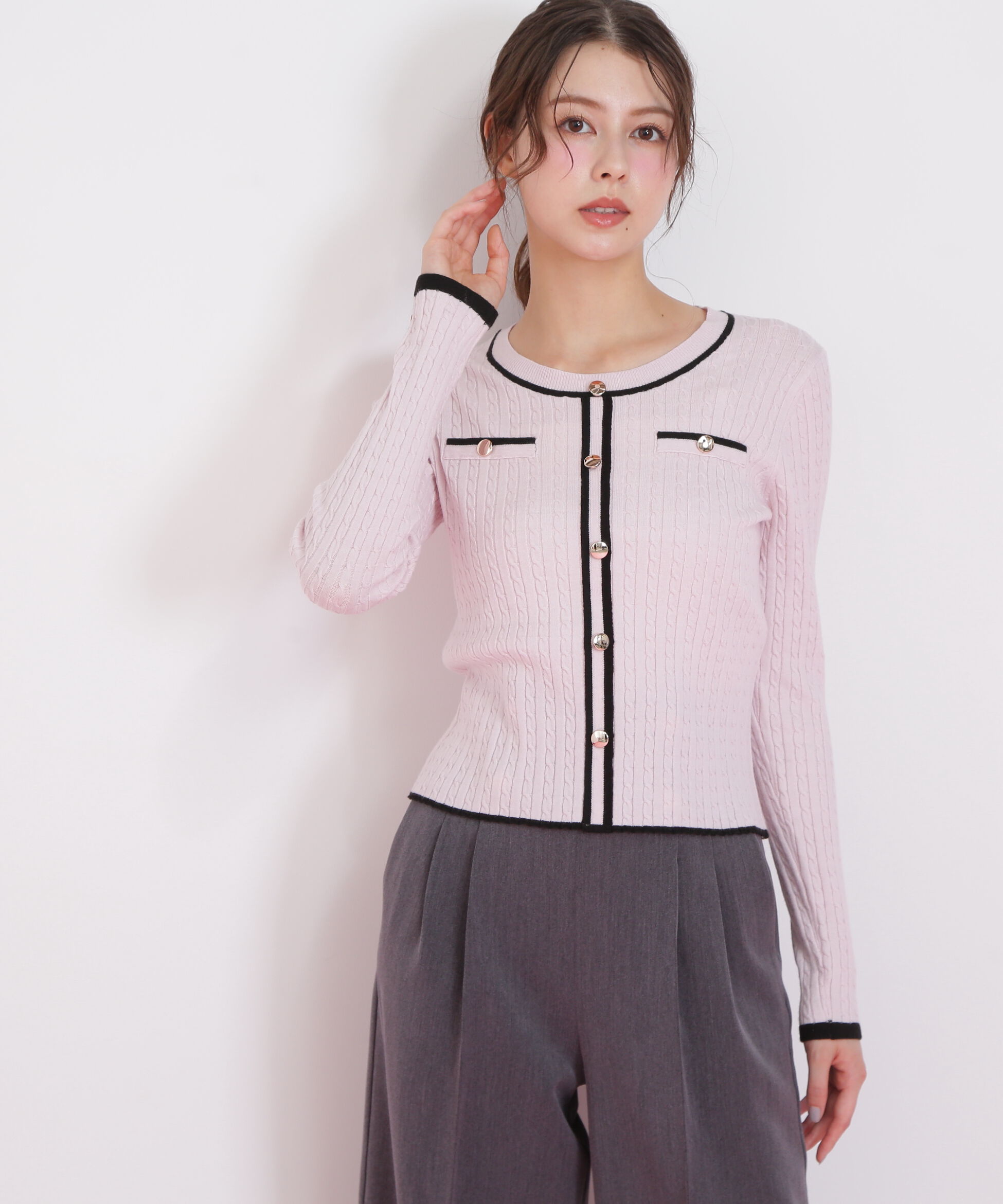  「バイカラーケーブルニット」|ニット・セーター|