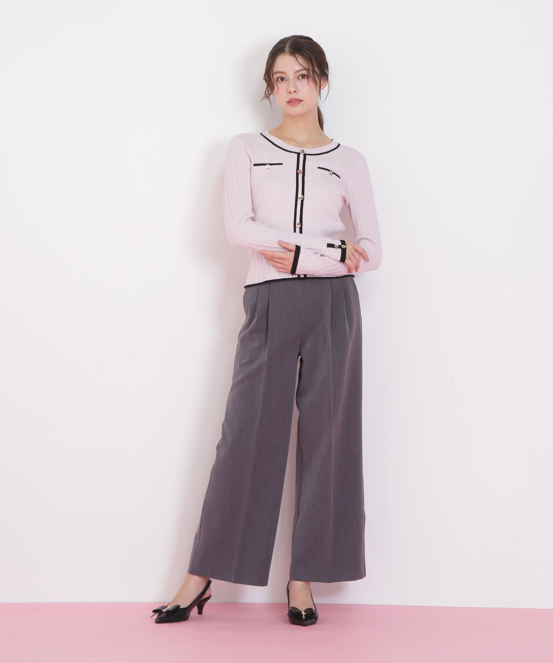  「バイカラーケーブルニット」|ニット・セーター|