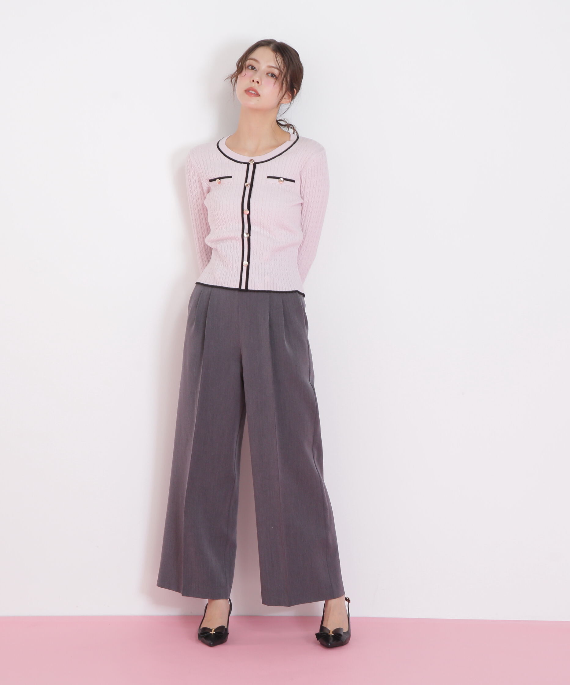  「バイカラーケーブルニット」|ニット・セーター|