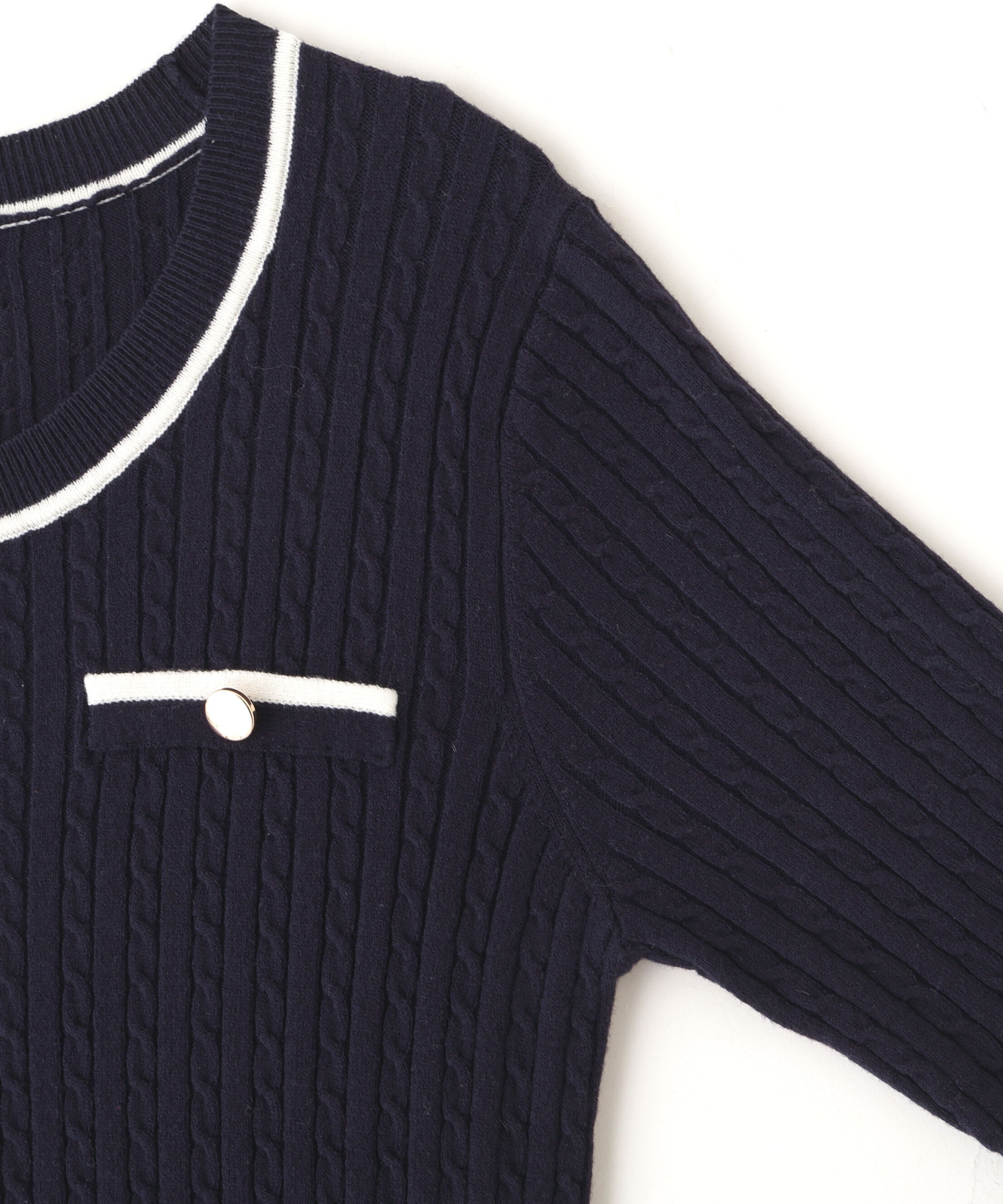  「バイカラーケーブルニット」|ニット・セーター|