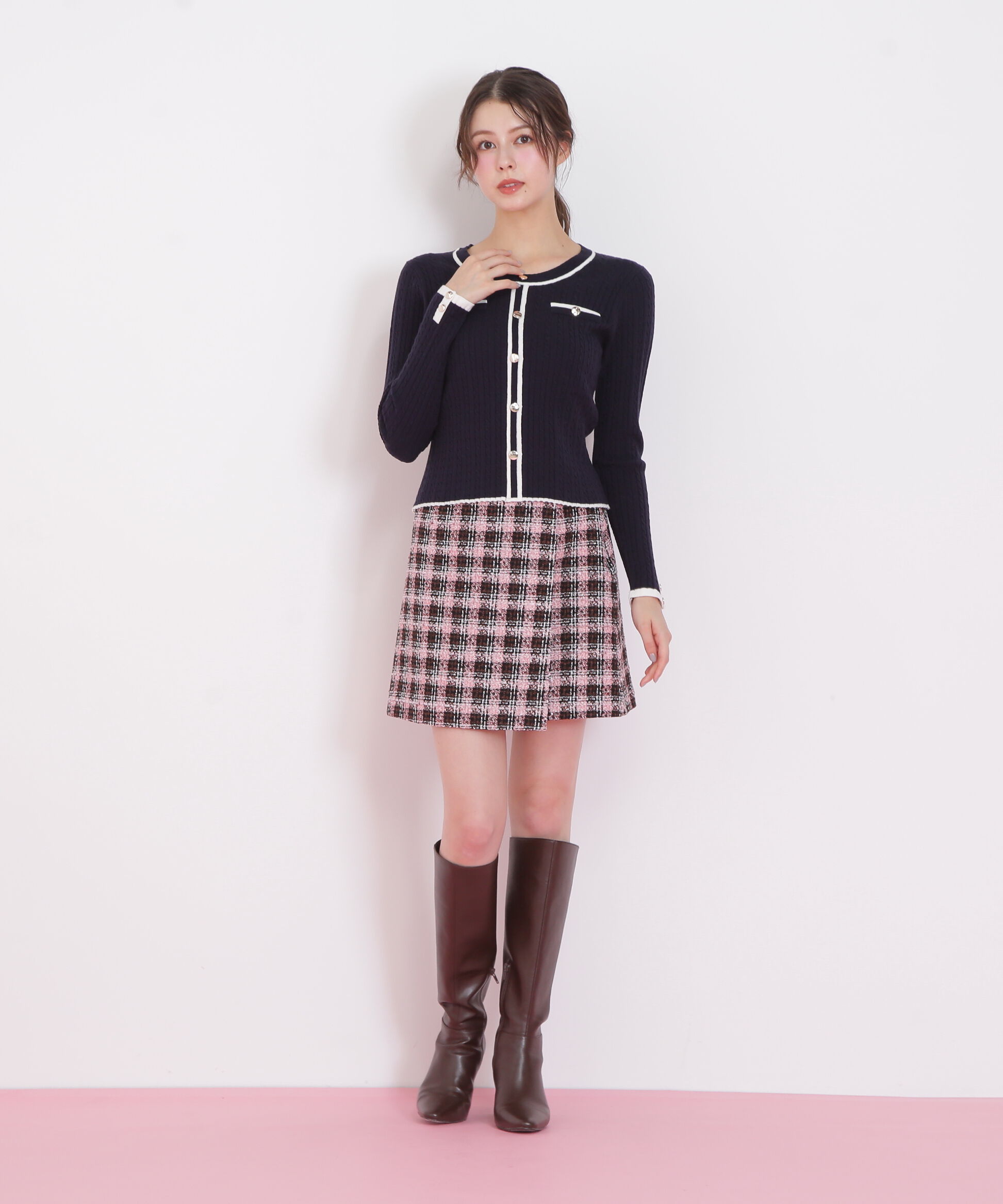  「バイカラーケーブルニット」|ニット・セーター|