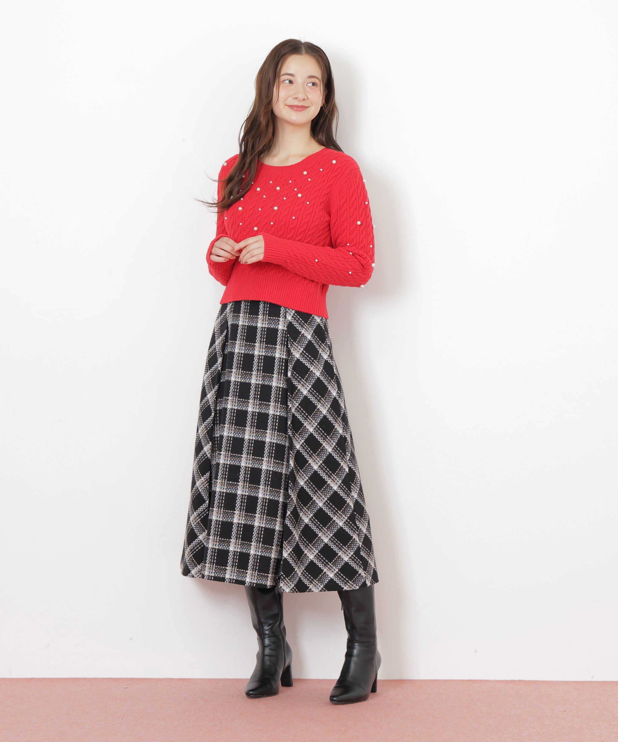  「ランダムパールミニケーブルニット」|ニット・セーター|