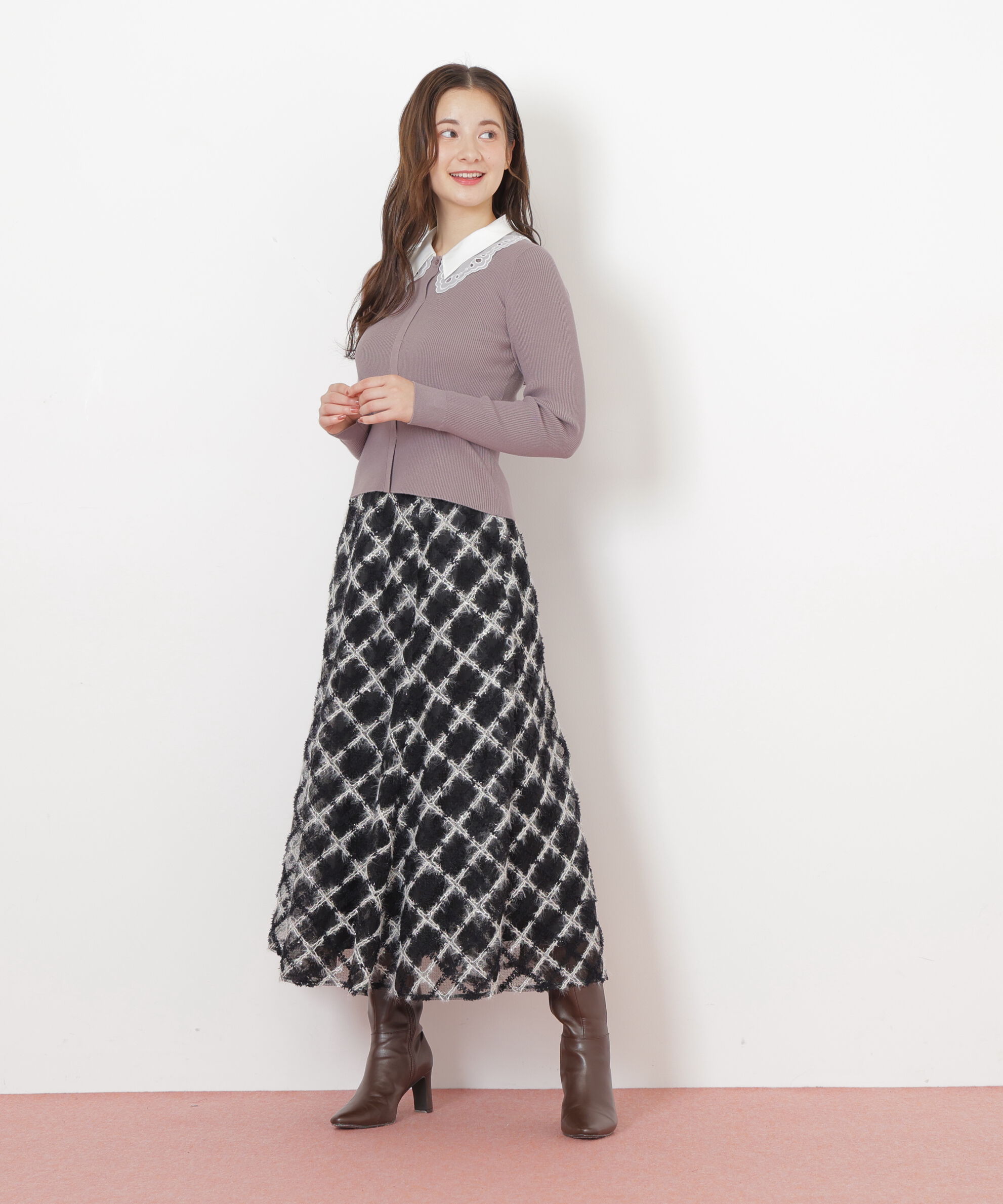  「レース衿レイヤードニット」|ニット・セーター|