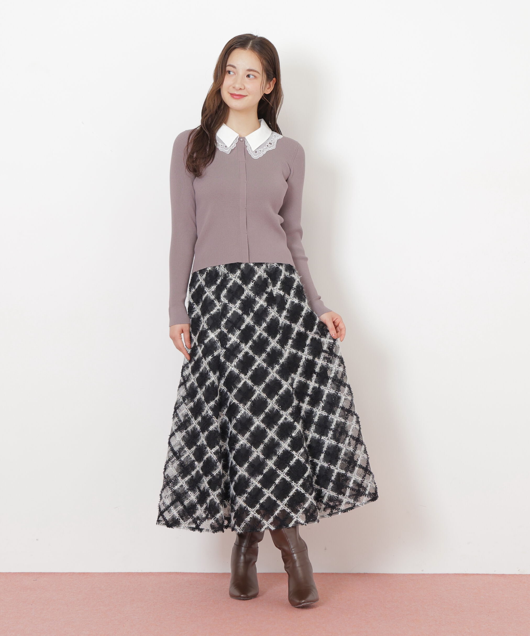  「レース衿レイヤードニット」|ニット・セーター|