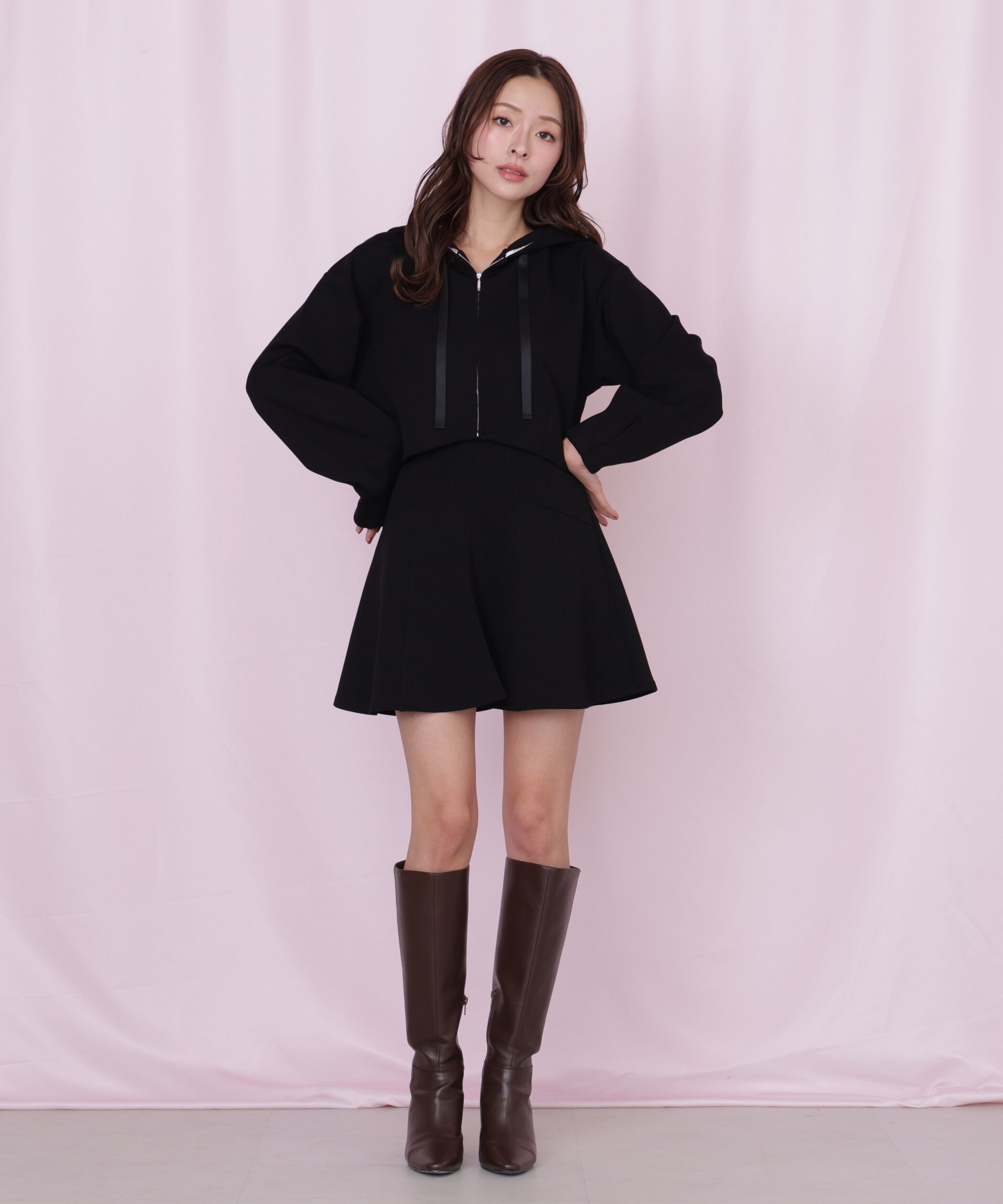  「ダイバー素材インナーパンツ付スカート」|スカート|ブラック