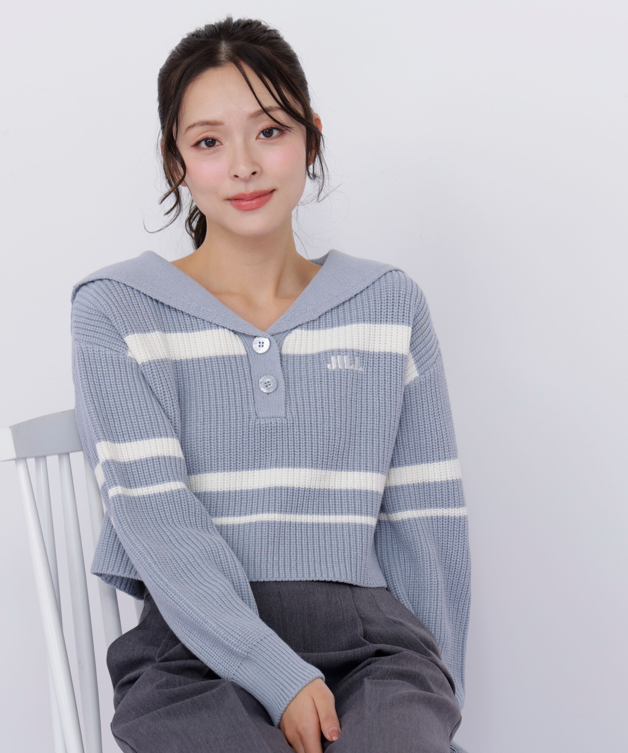  「ビッグカラー畔ニット」|ニット・セーター|ブルーボーダ 1