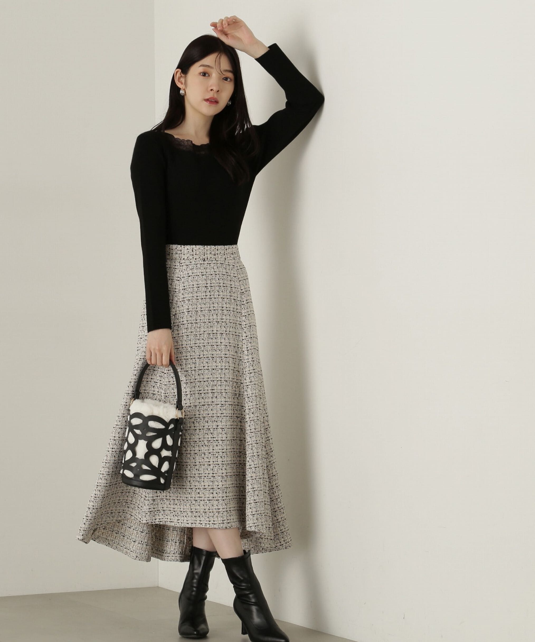 PROPORTION BODY DRESSING「ミックスツイードフレアスカート　24AW」|スカート|ベージュミッ