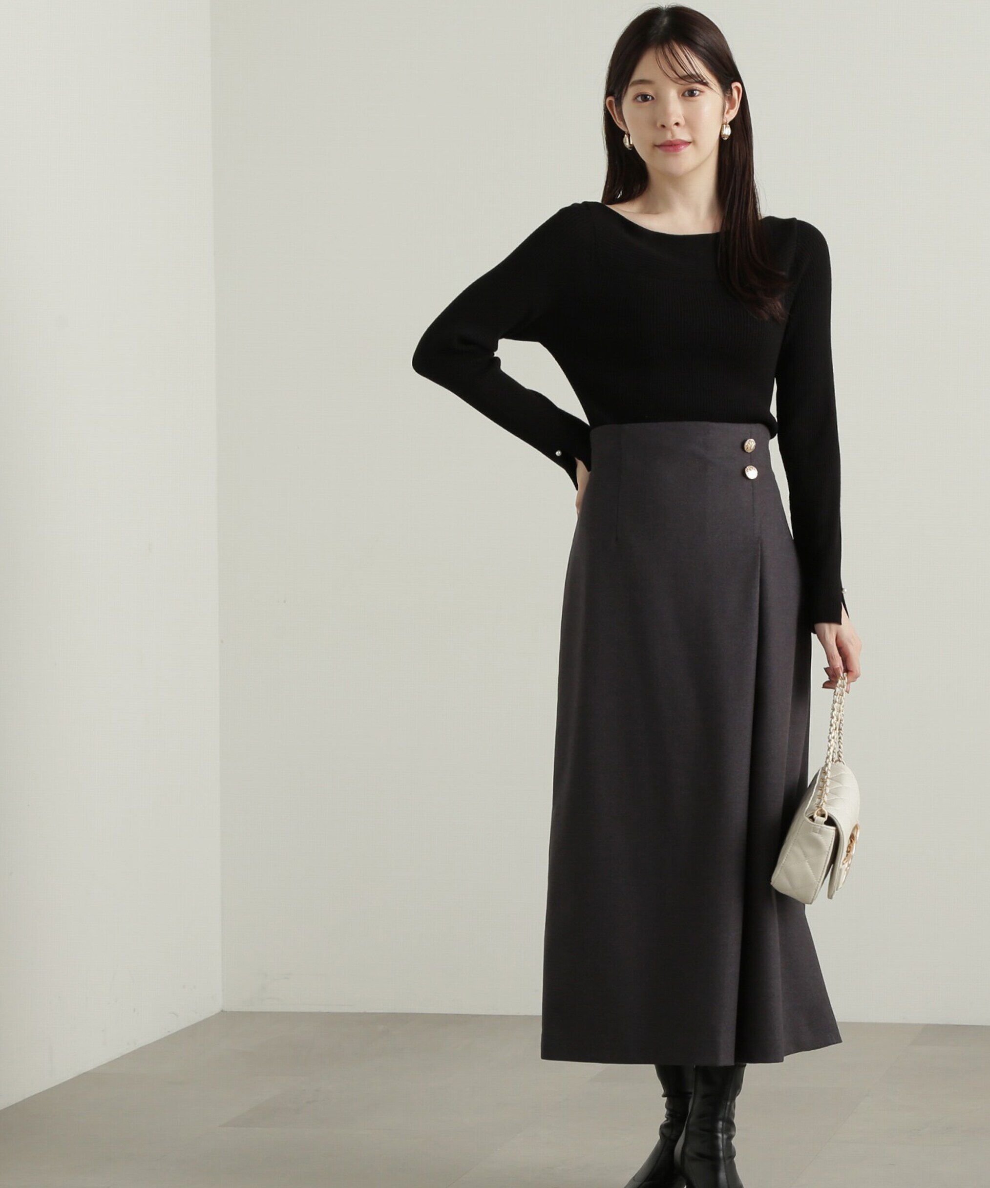 PROPORTION BODY DRESSING「ラップ風タックナロースカート」|スカート|