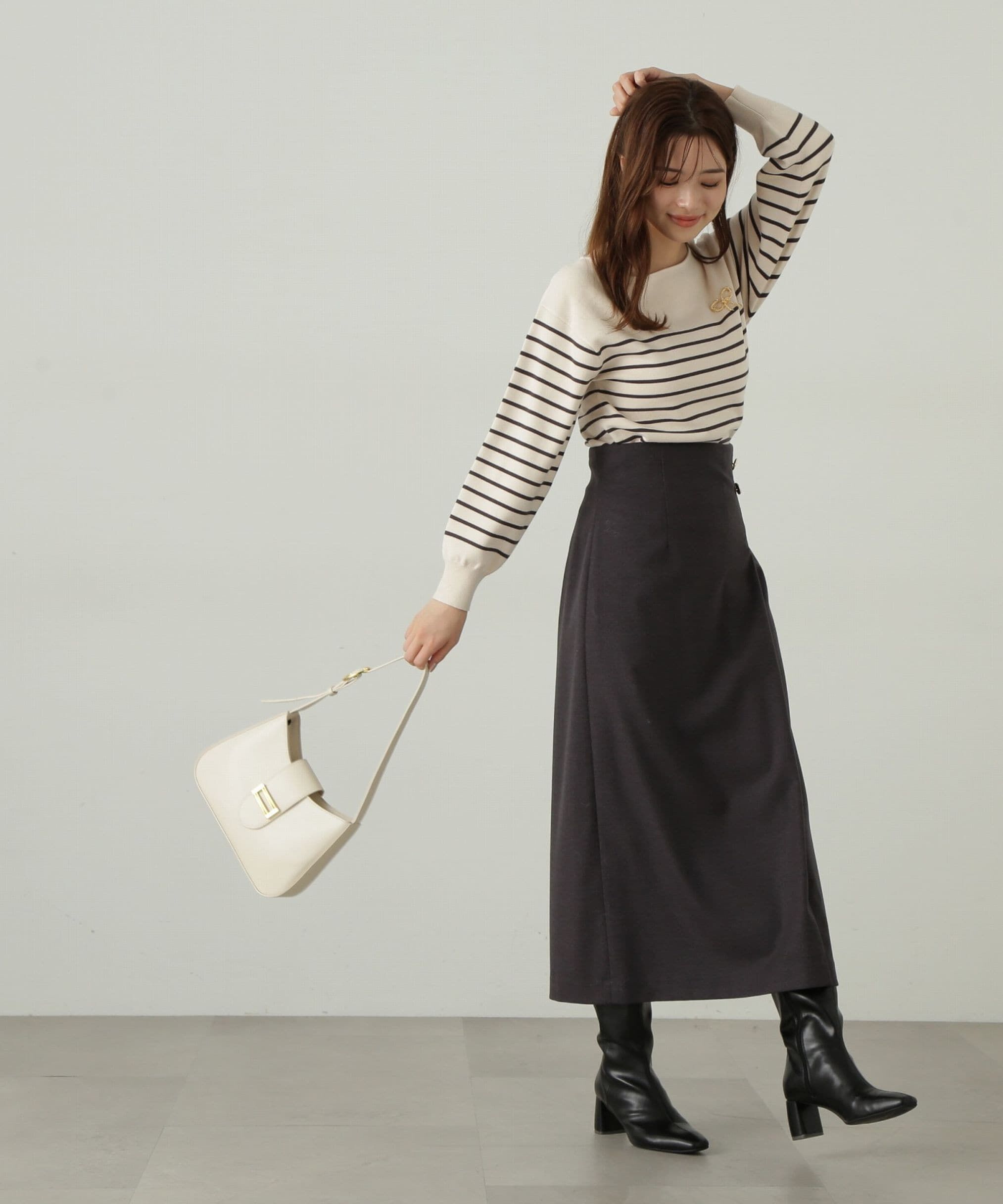 PROPORTION BODY DRESSING「ラップ風タックナロースカート」|スカート|