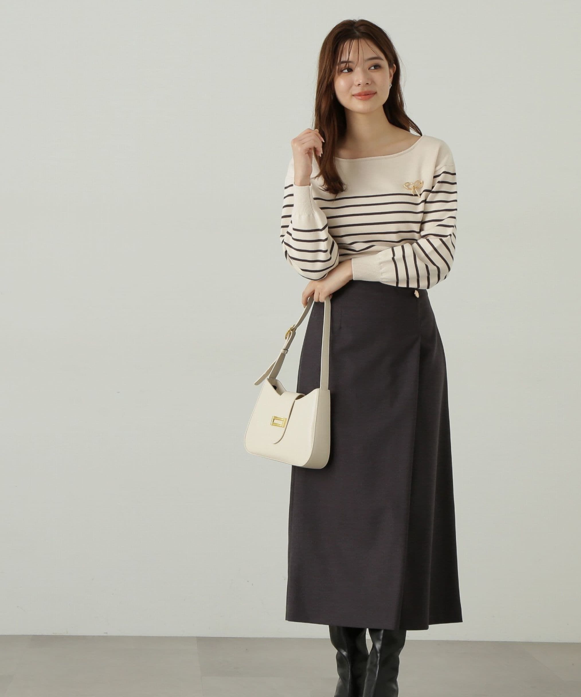 PROPORTION BODY DRESSING「ラップ風タックナロースカート」|スカート|