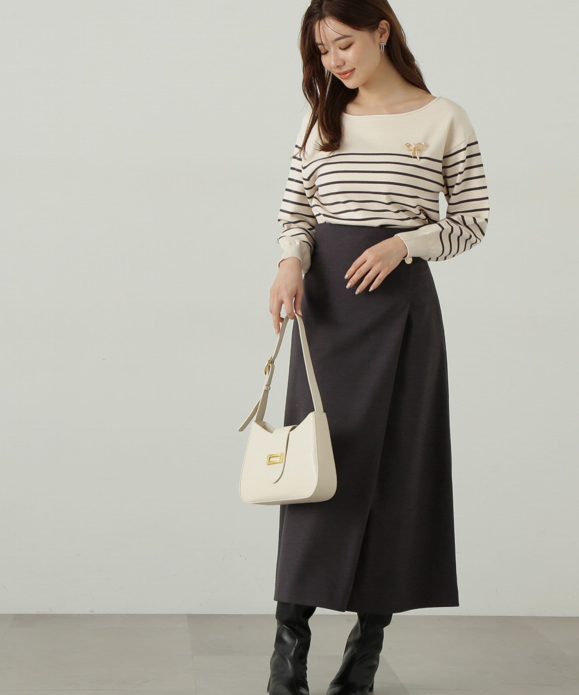 PROPORTION BODY DRESSING「ラップ風タックナロースカート」|スカート|