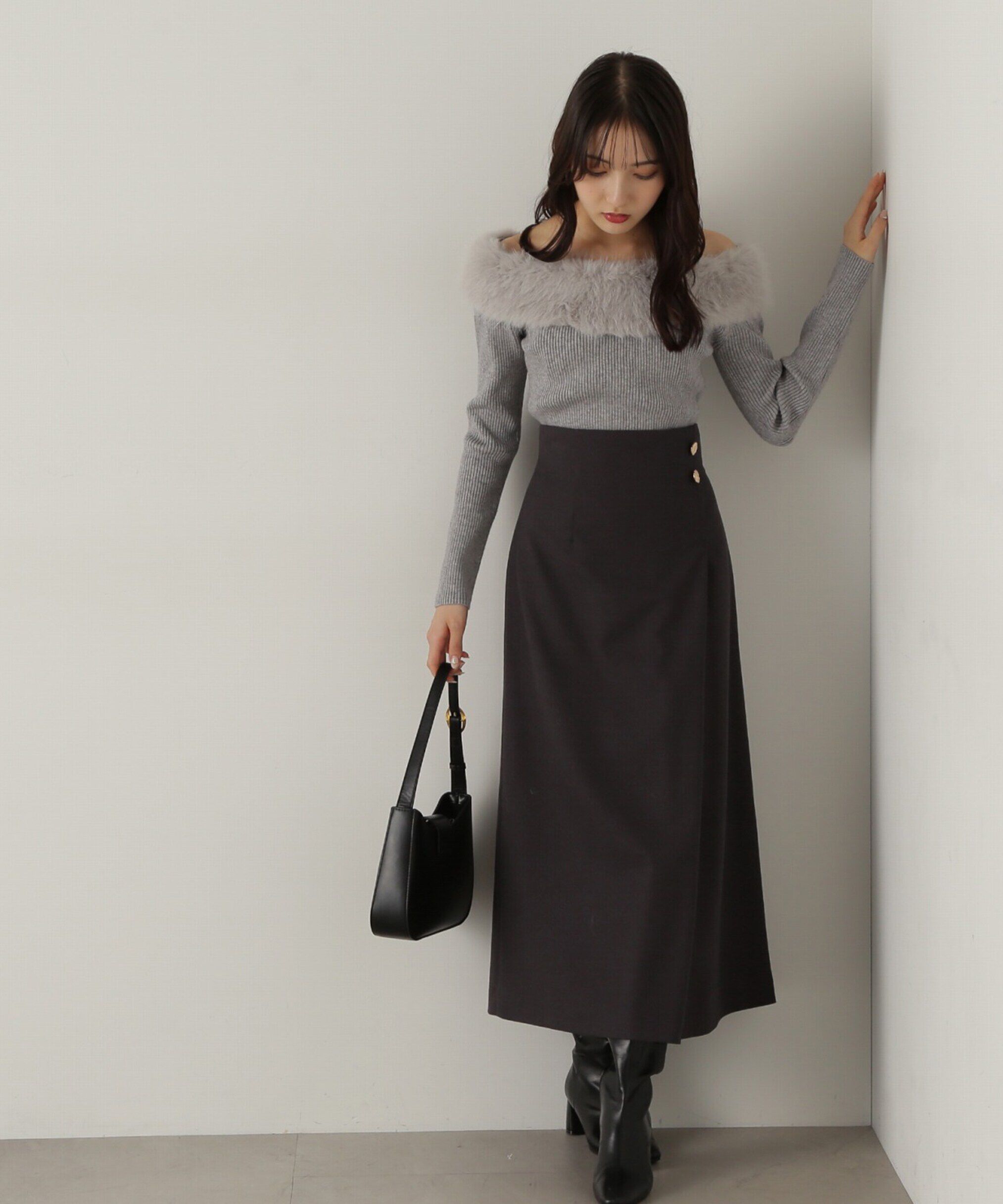 PROPORTION BODY DRESSING「ラップ風タックナロースカート」|スカート|