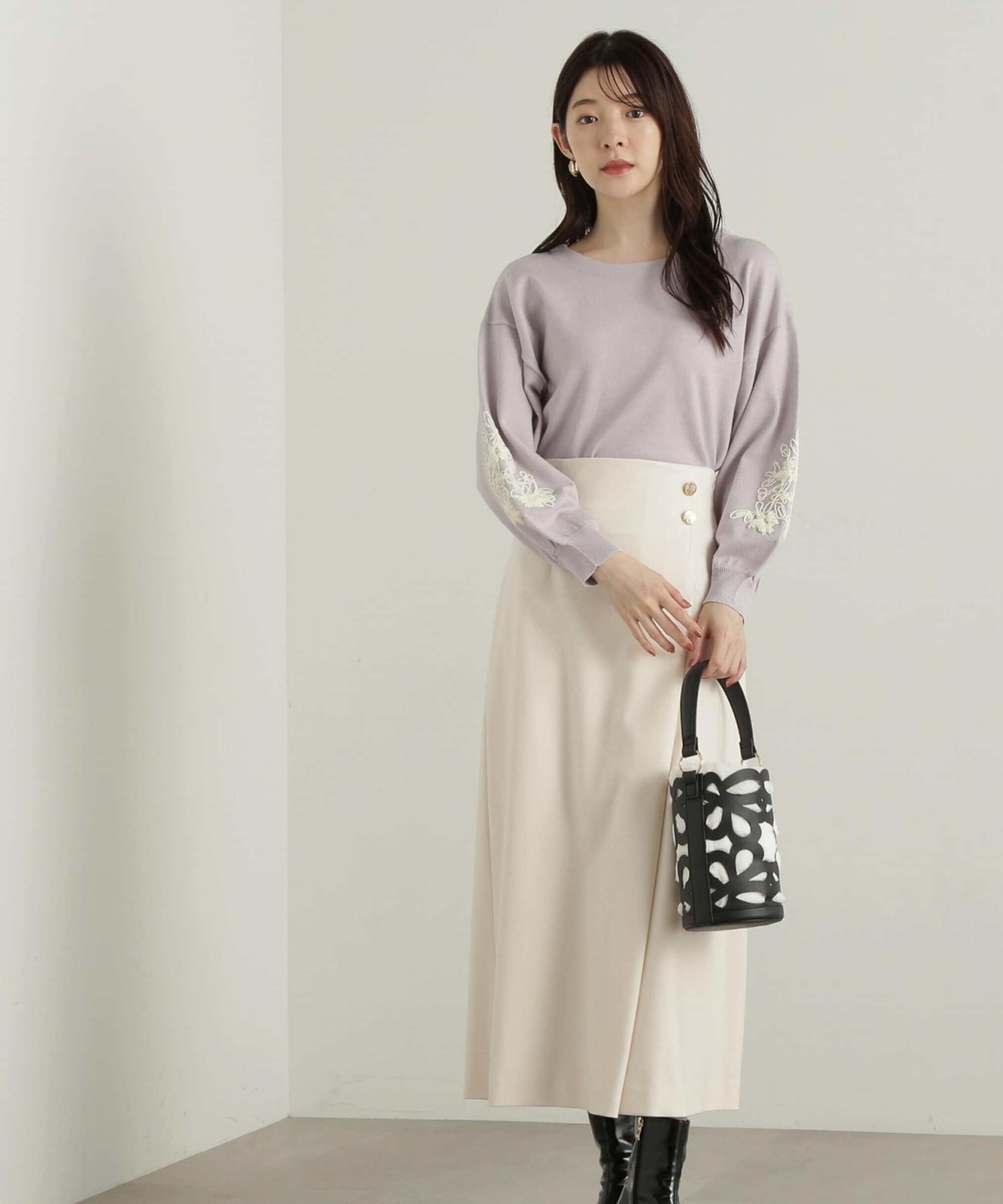 PROPORTION BODY DRESSING「ラップ風タックナロースカート」|スカート|エクリュ1