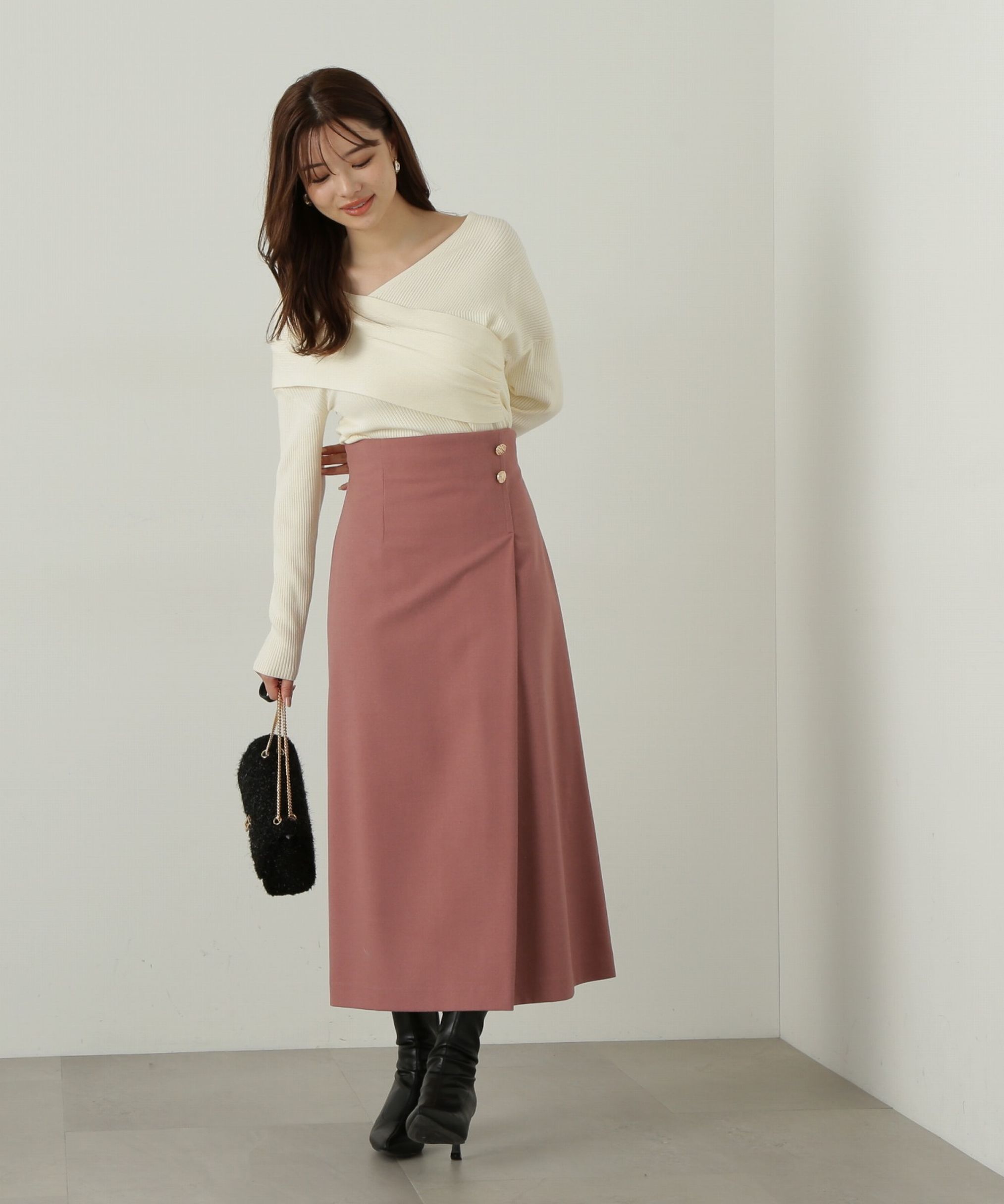 PROPORTION BODY DRESSING「ラップ風タックナロースカート」|スカート|