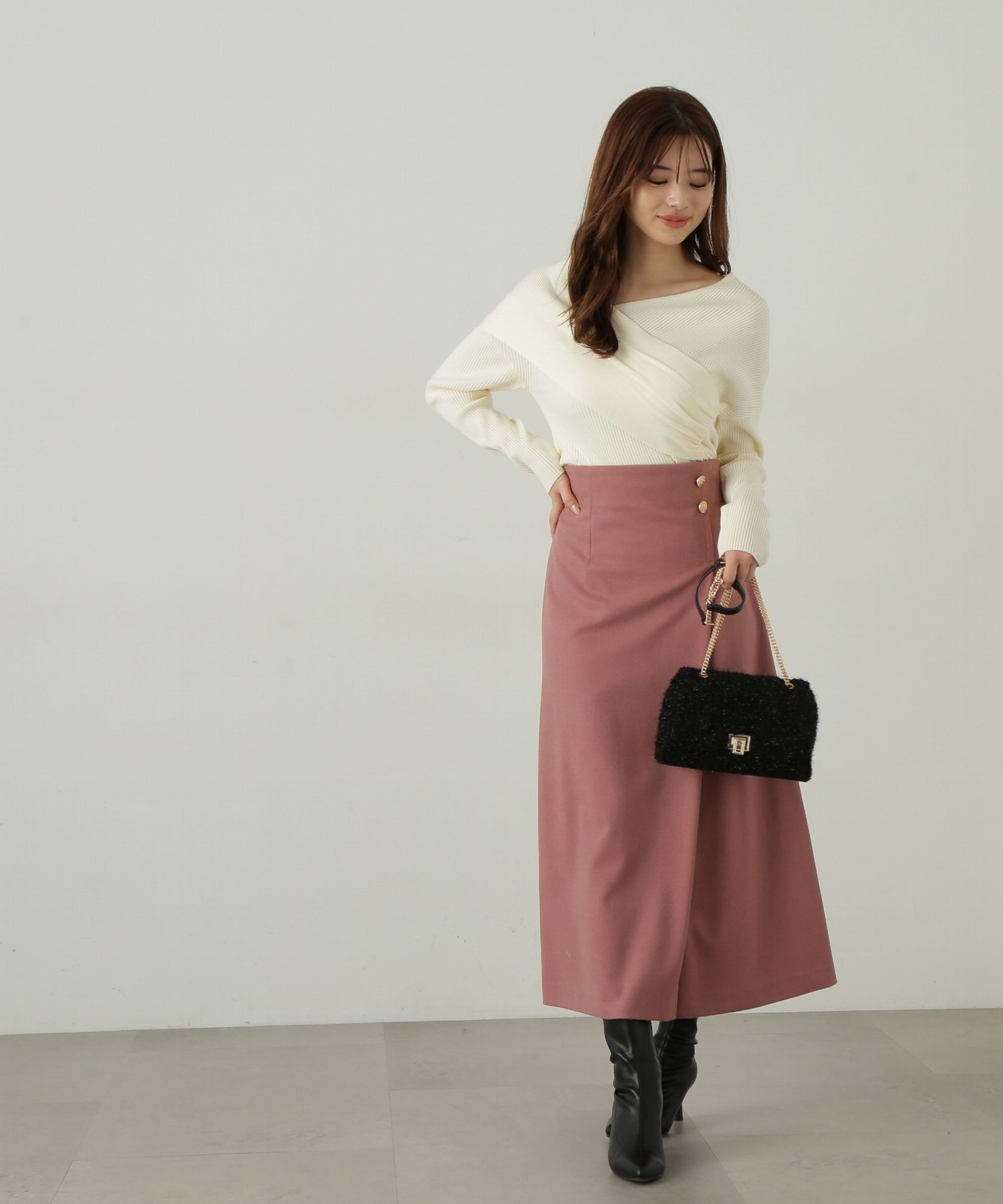 PROPORTION BODY DRESSING「ラップ風タックナロースカート」|スカート|