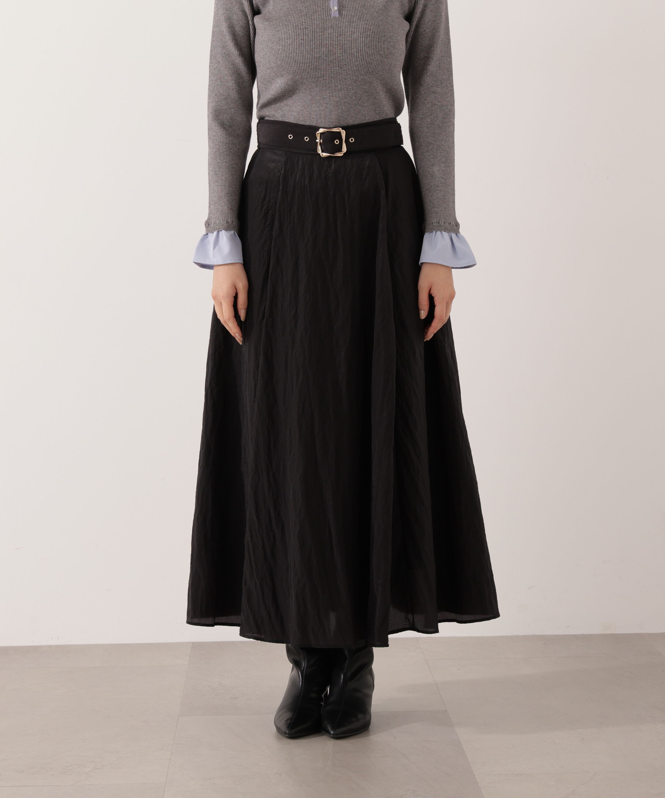 PROPORTION BODY DRESSING「ベルト付きシアーフレアスカート」|スカート|