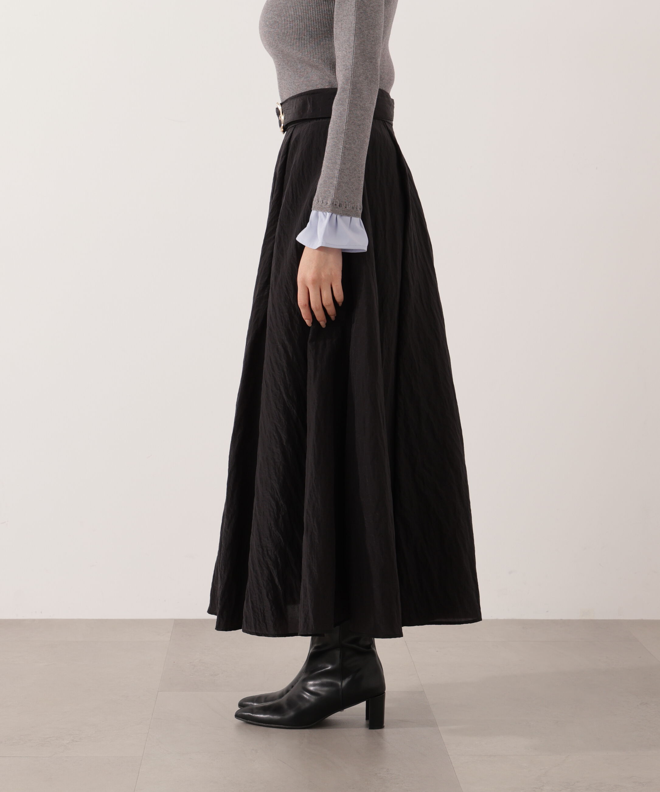 PROPORTION BODY DRESSING「ベルト付きシアーフレアスカート」|スカート|