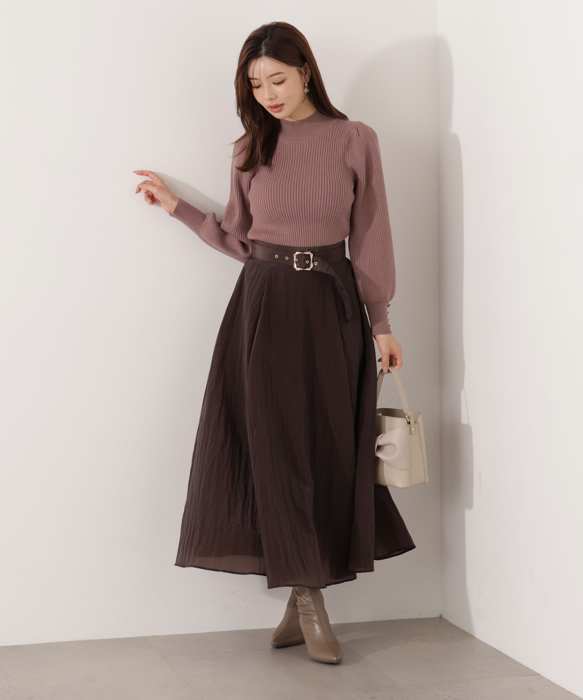 PROPORTION BODY DRESSING「ベルト付きシアーフレアスカート」|スカート|