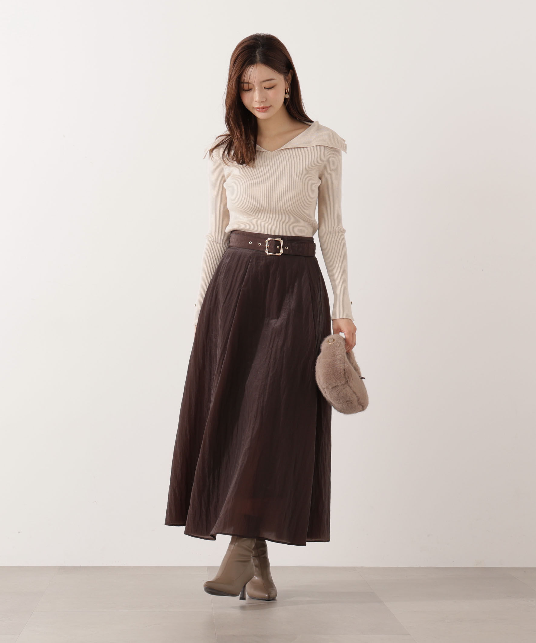 PROPORTION BODY DRESSING「ベルト付きシアーフレアスカート」|スカート|