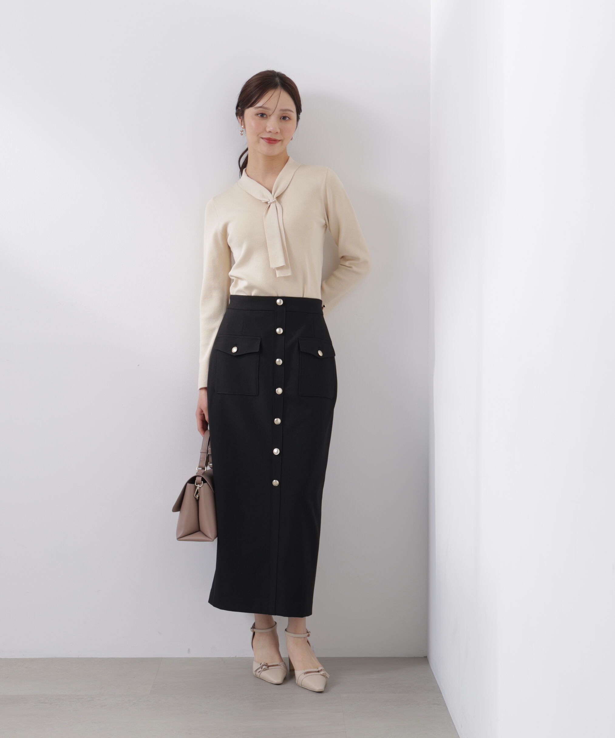 PROPORTION BODY DRESSING「フロント釦ナロースカート　26SS」|スカート|