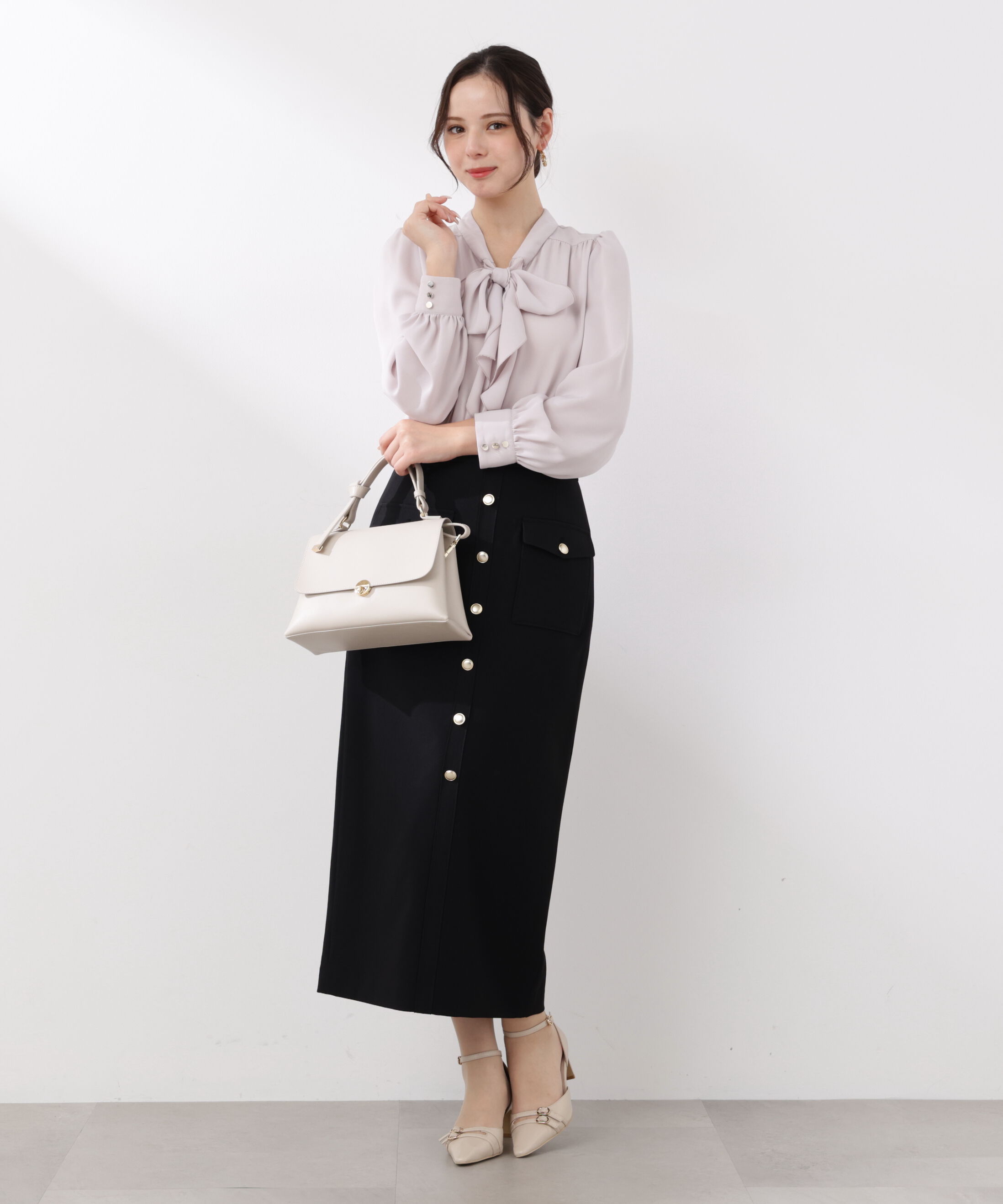 PROPORTION BODY DRESSING「フロント釦ナロースカート　26SS」|スカート|