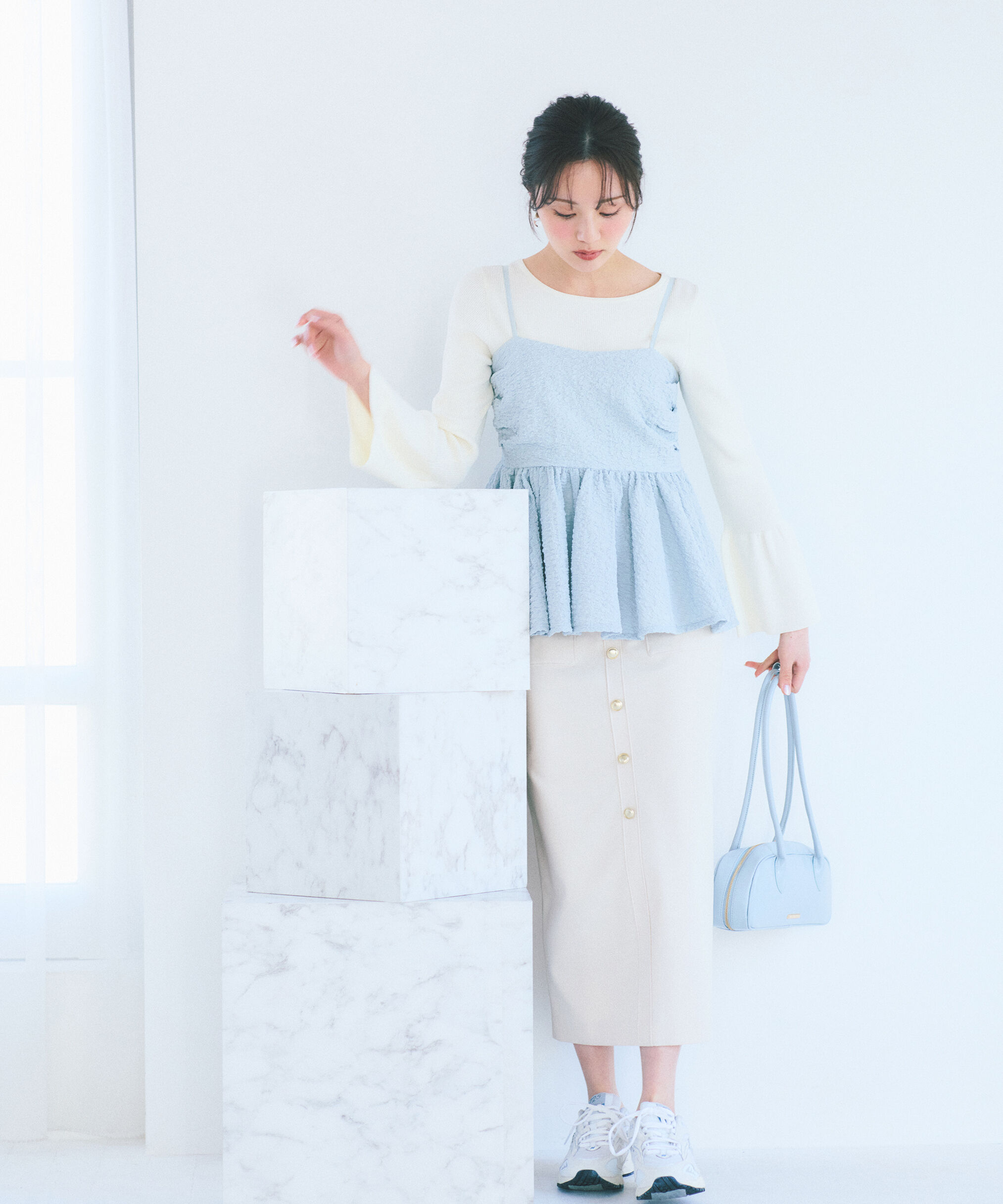 PROPORTION BODY DRESSING「フロント釦ナロースカート　26SS」|スカート|エクリュ1