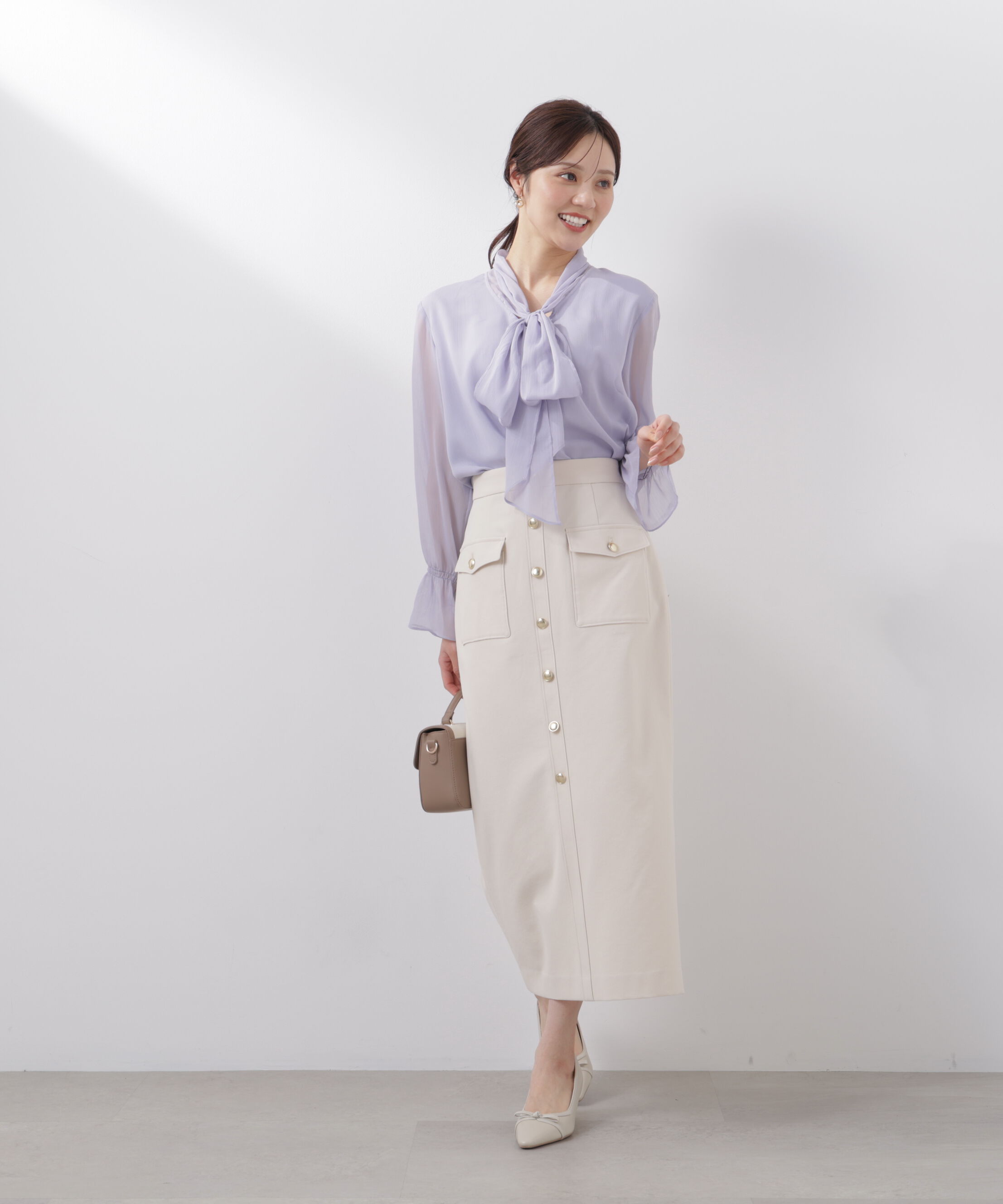 PROPORTION BODY DRESSING「フロント釦ナロースカート　26SS」|スカート|