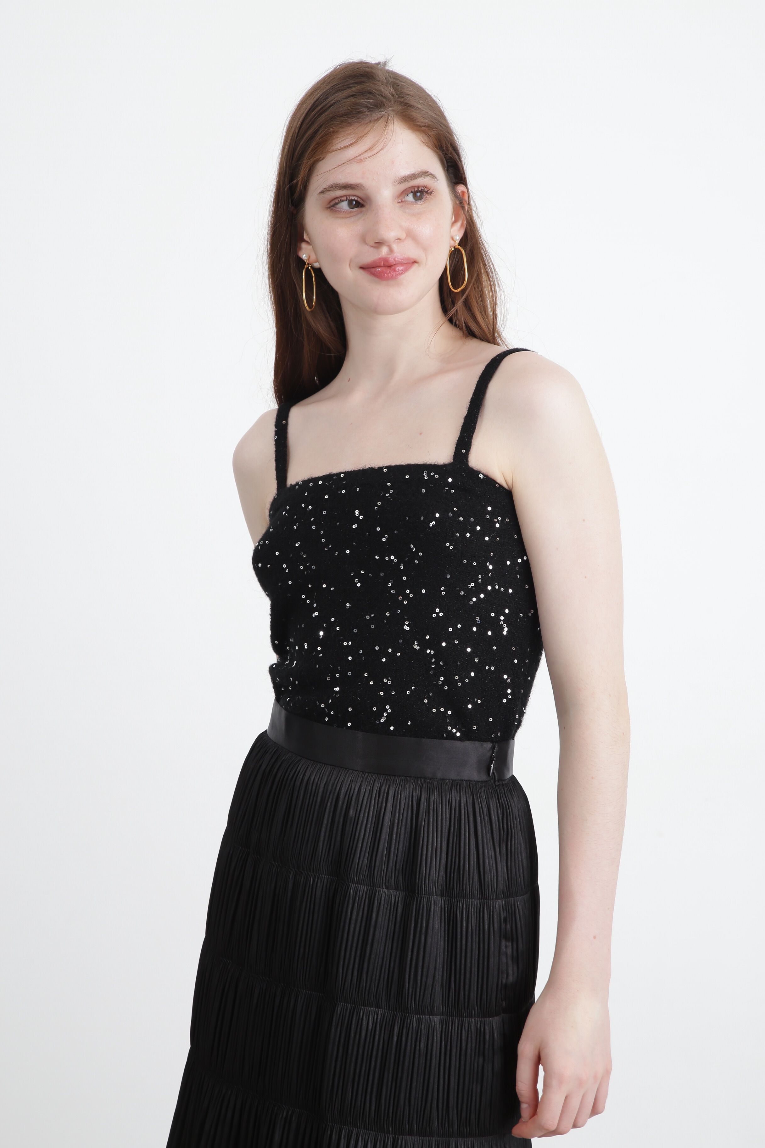  「◆スパンコールニットベアトップ」|ニット・セーター|