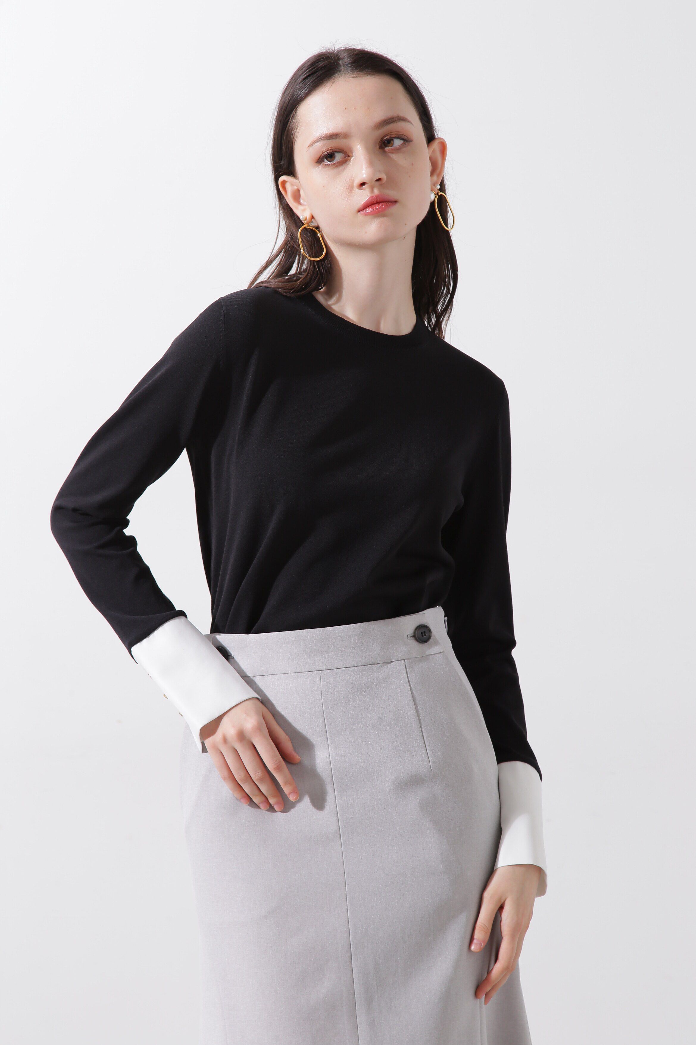  「◆カフスニットプルオーバー」|ニット・セーター|ブラック