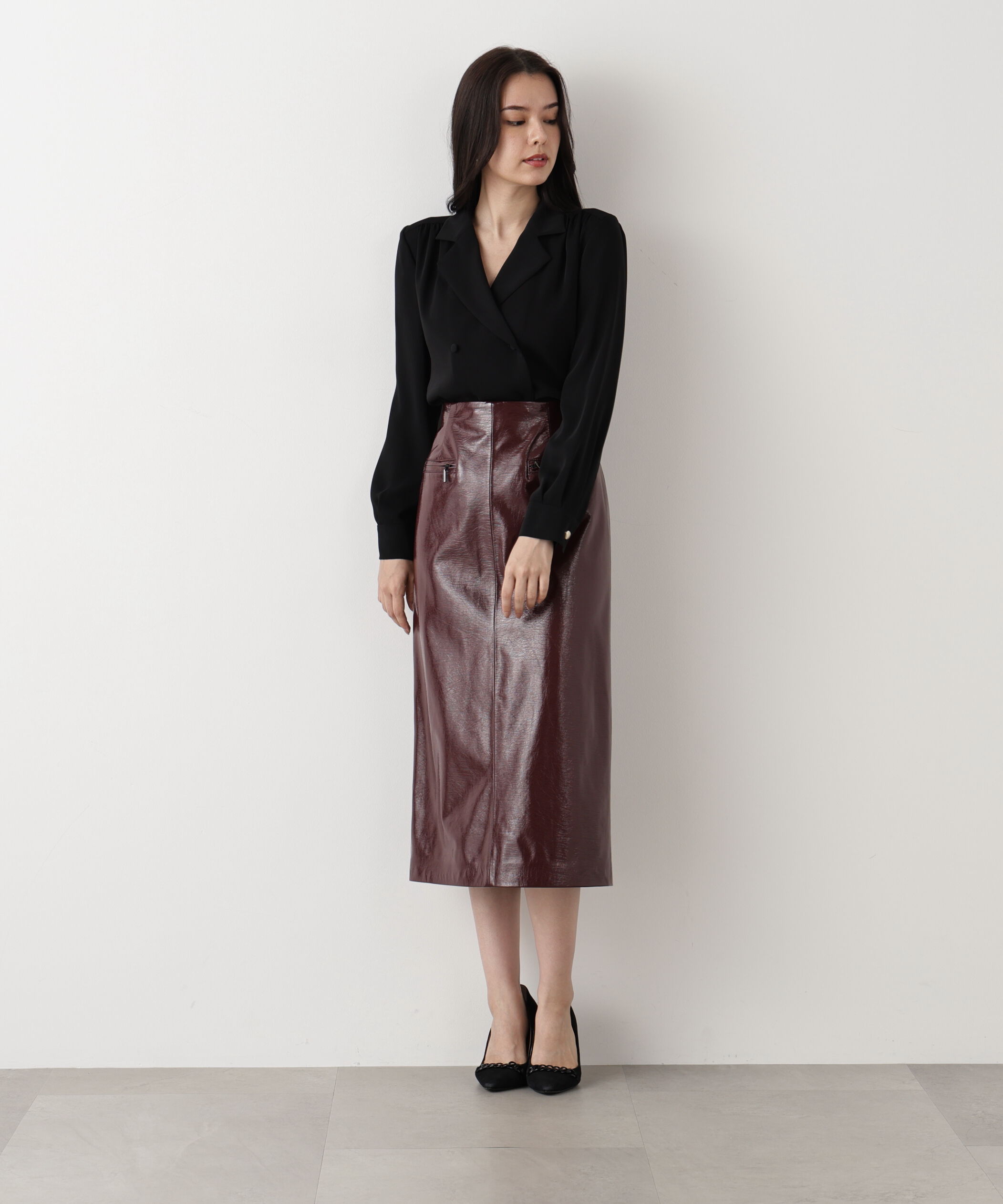  「◆ジップアクセントミディスカート」|スカート|