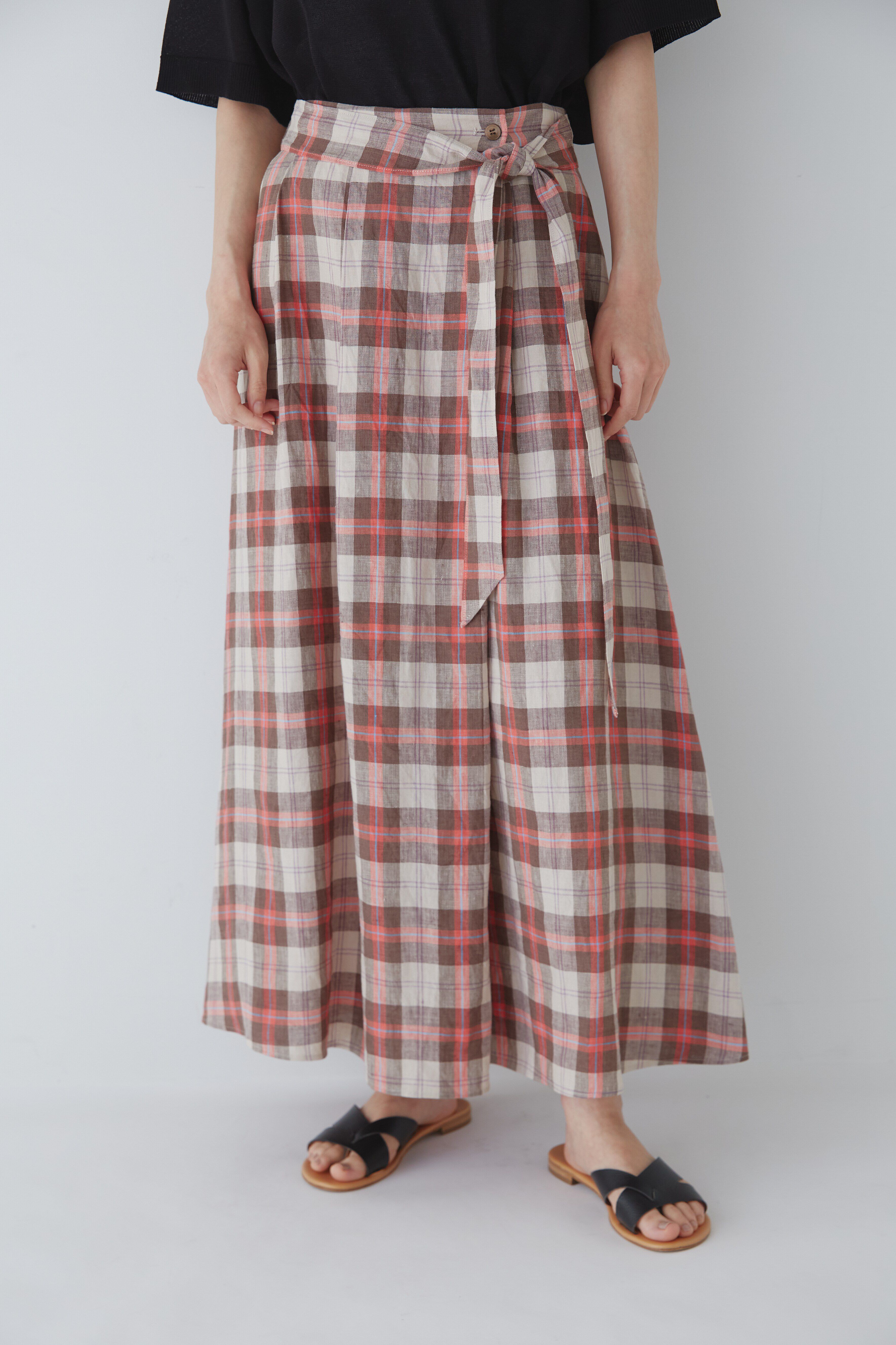  「◆麻チェックボリュームスカート」|スカート|